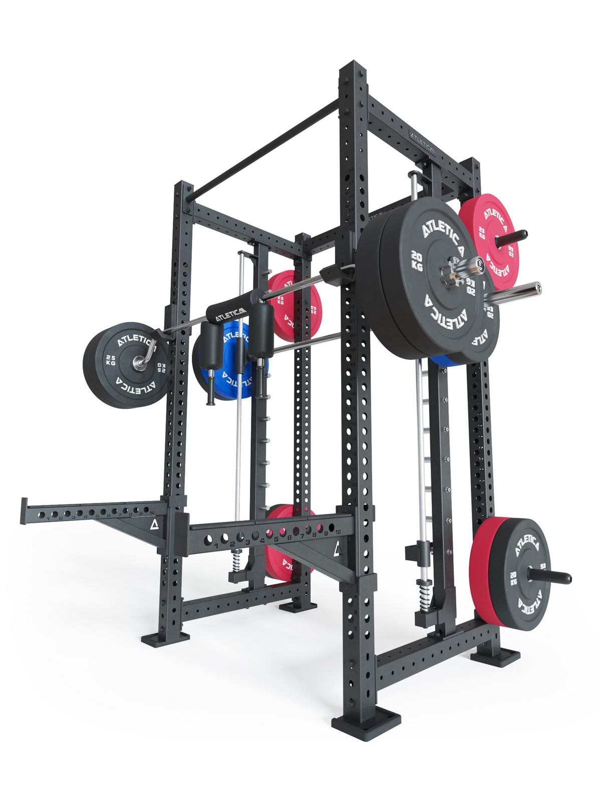 R8 Spectre Power Rack Medium - black Smith Machine with weight plates, barbell