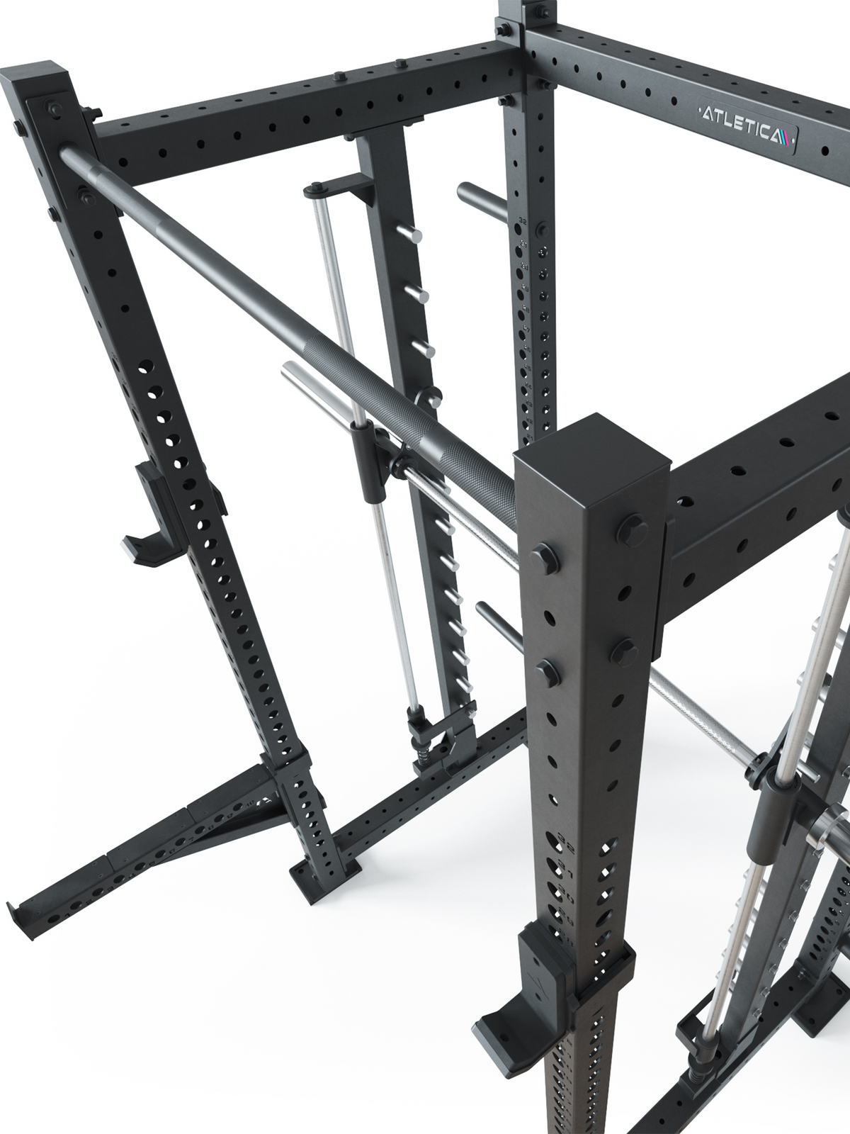 R8 Spectre Power Rack Medium - black Smith Machine with perforations, barbell