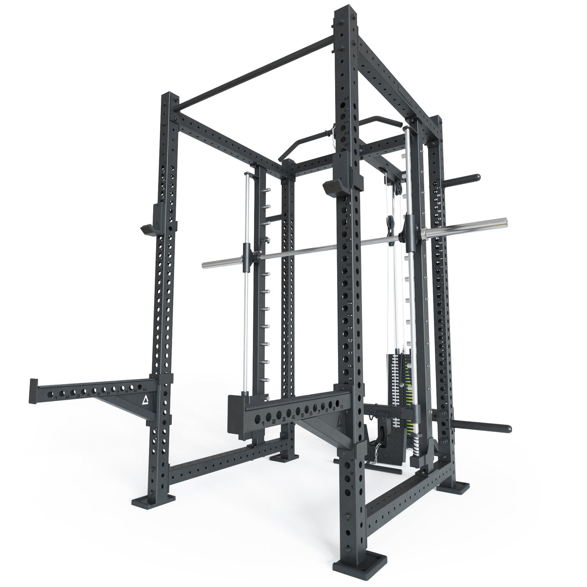 R8 Spectre Power Rack Long - black Smith Machine with pull-up bar, weight plate holders