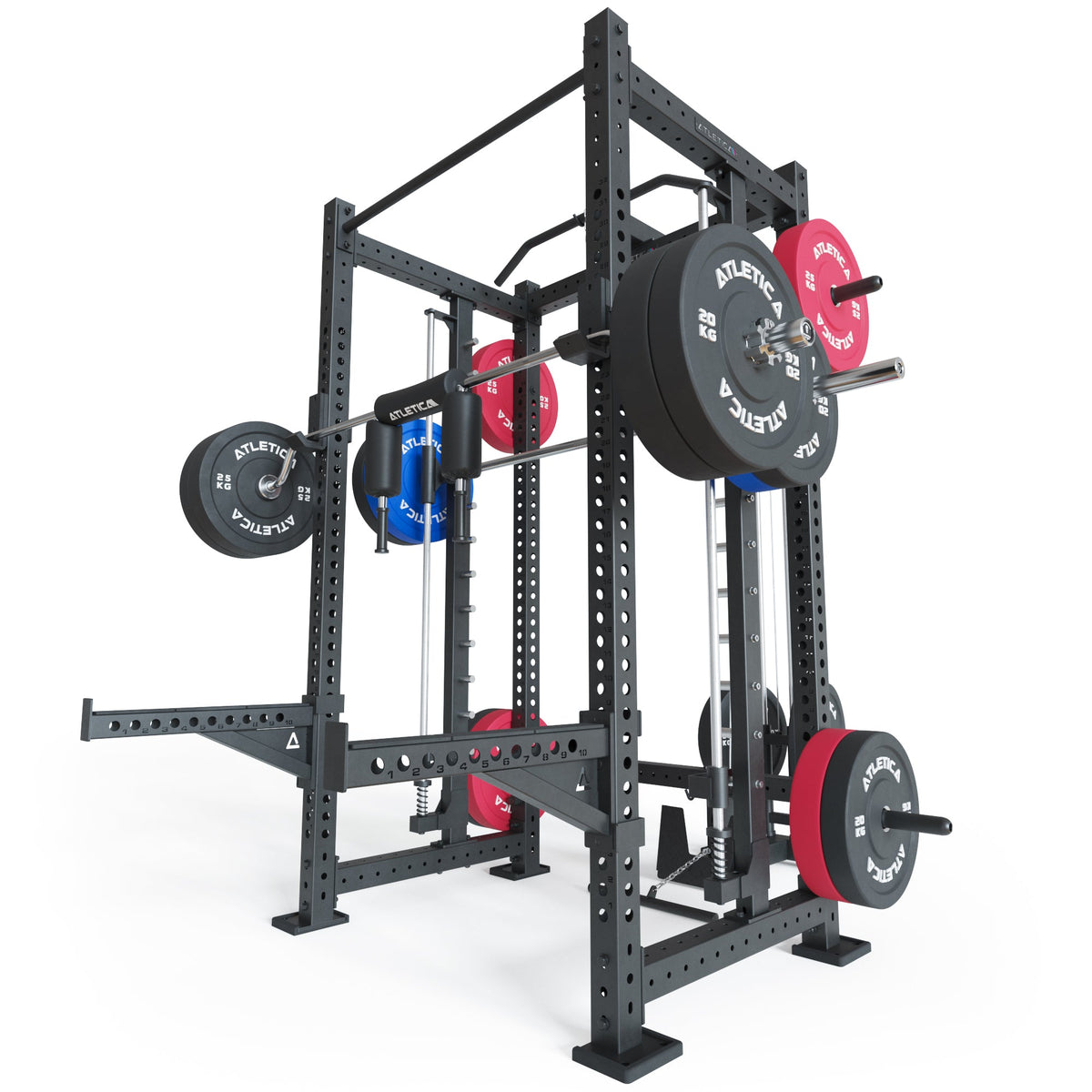 R8 Spectre Power Rack Medium - black Smith Machine with weight plates, pull-up bar