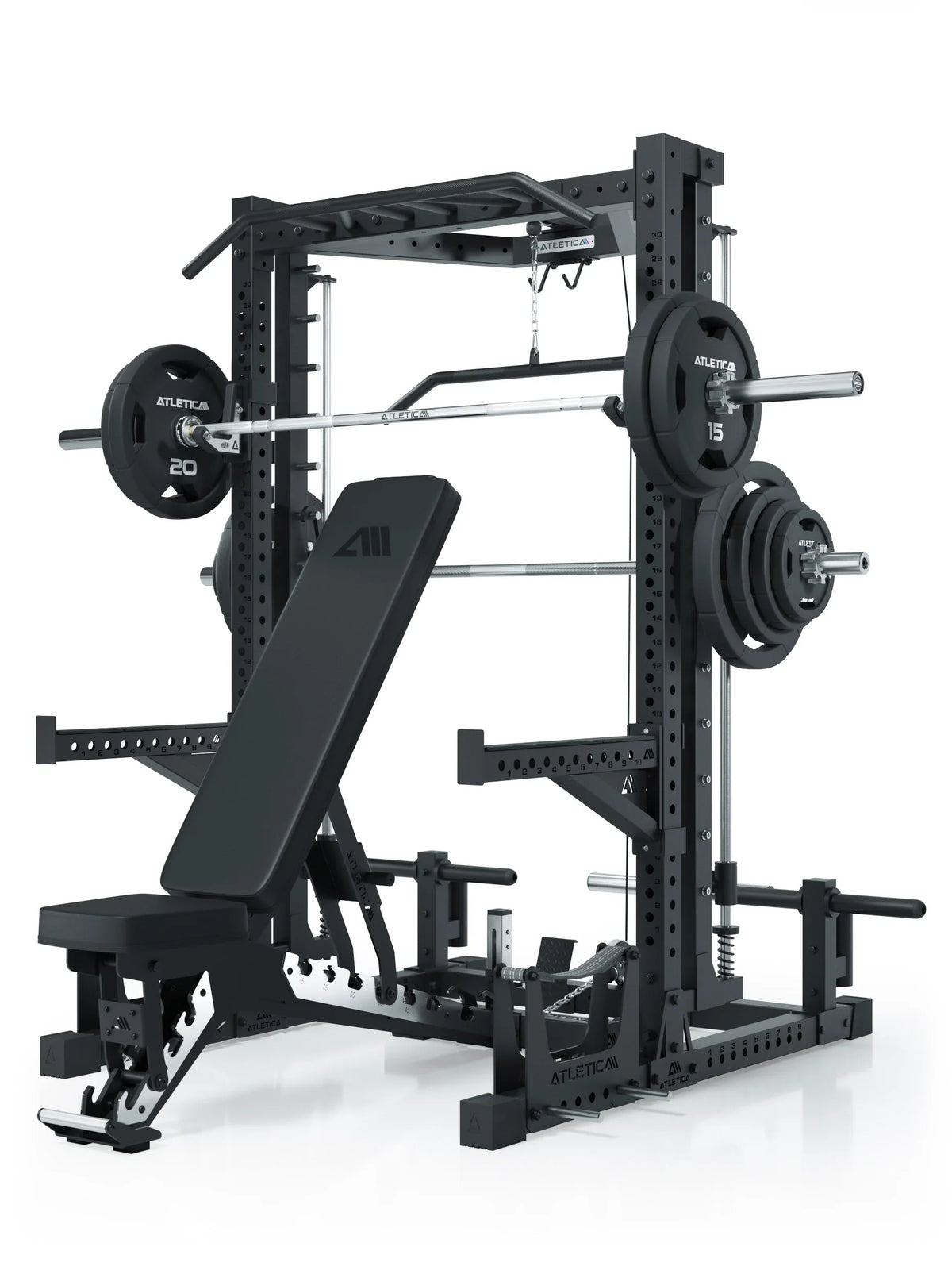 ATLETICA R7 Squat Rack with Lat Pulldown and Smith Machine Nemesis 70x70 Uprights R7 Series
