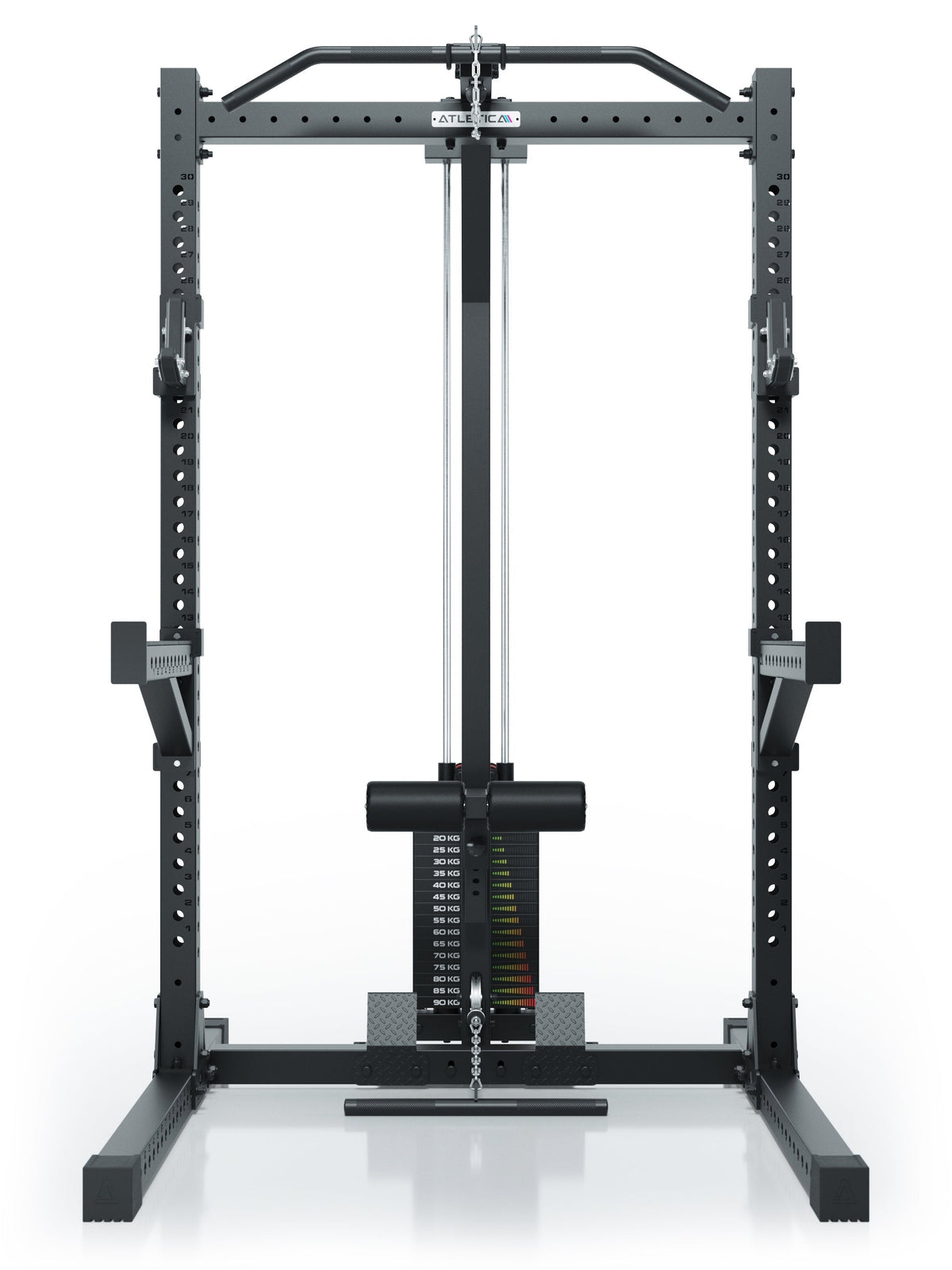 R7 Rider Squat Rack with Lat Pulldown System with 210 lb Weight Stack and Deadlift Station