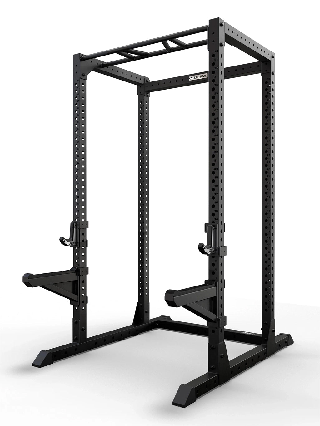 Atletica R7 Root Power Rack 88" with 4-post, Performance J-Hooks and Spotter Arms for barbell training
