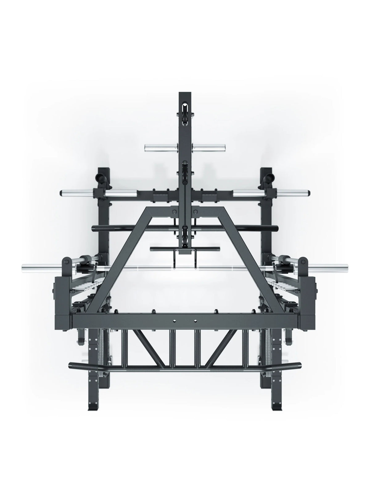 R7 Nemesis Squat Rack with multiple weight plate holders, robust metal frame