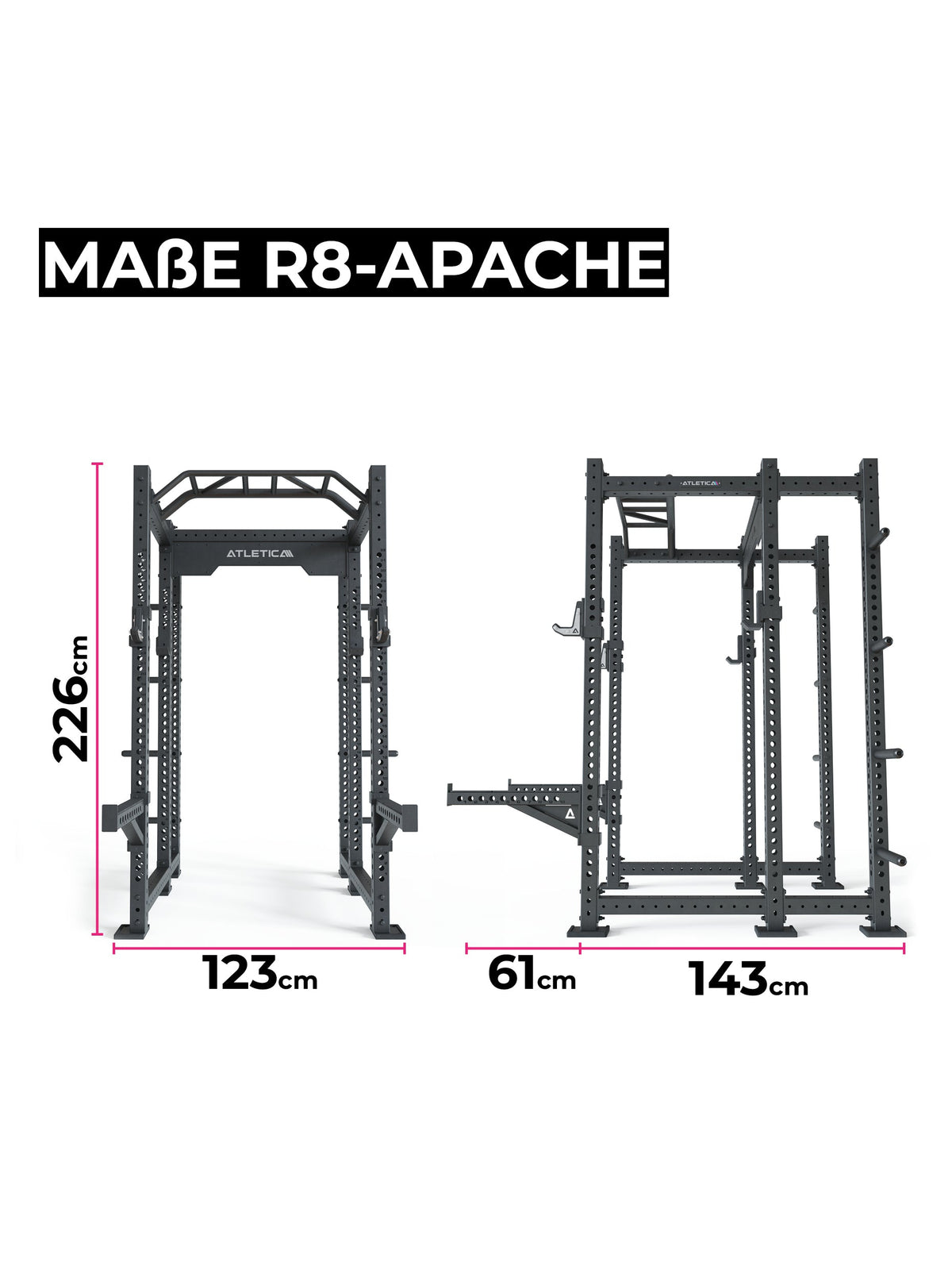 R8 Apache Power Rack: dimensional drawing dimensions 89"x48"x56"