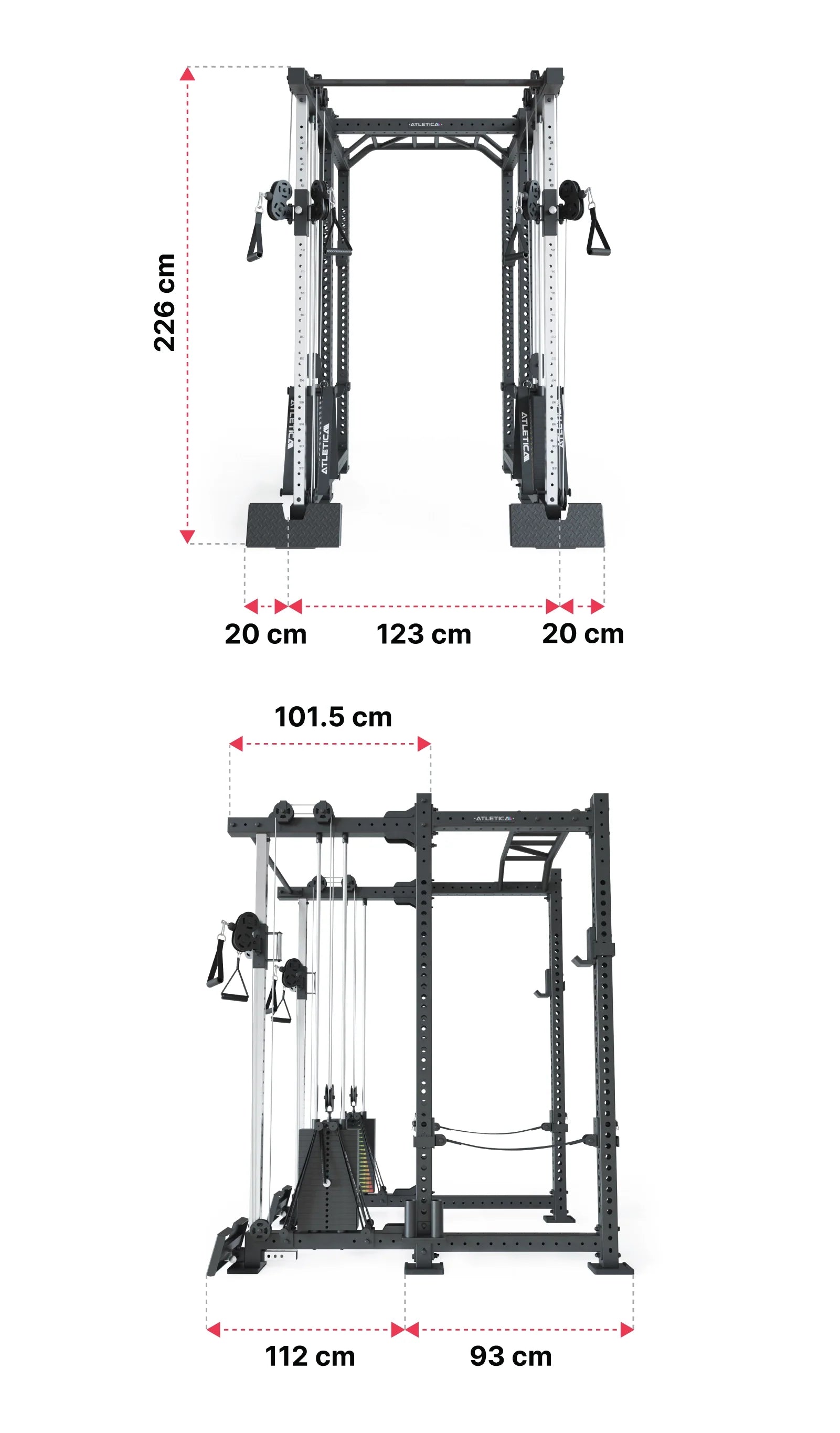 R8 Duality Power Rack Pro Dimensionen