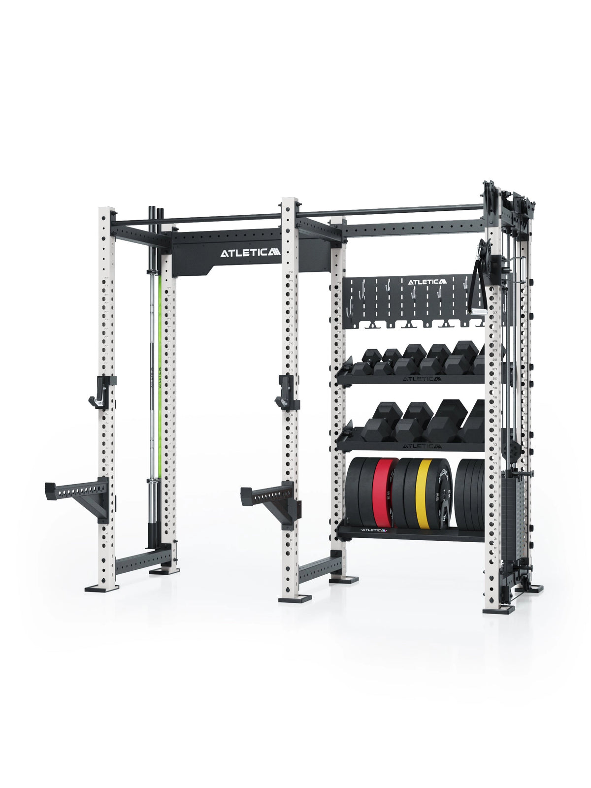 R8 Storage on the R8 Power Rack with Dumbbells, Kettlebells, for More Order in the Gym