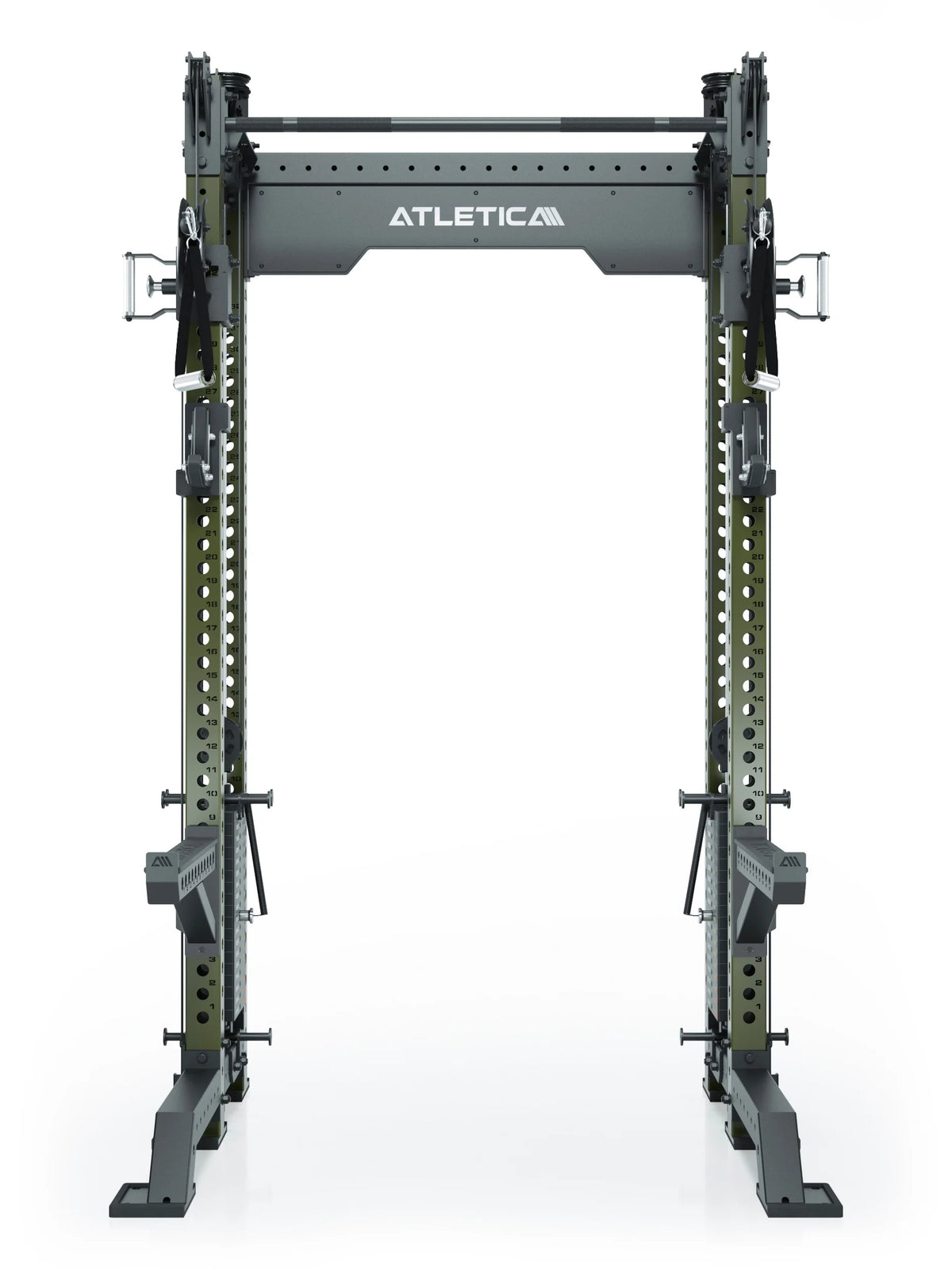 R8 Bradley Short - Power Rack with Two Weight Stacks, Pull-Up Bar, Logo on Top, Military Green