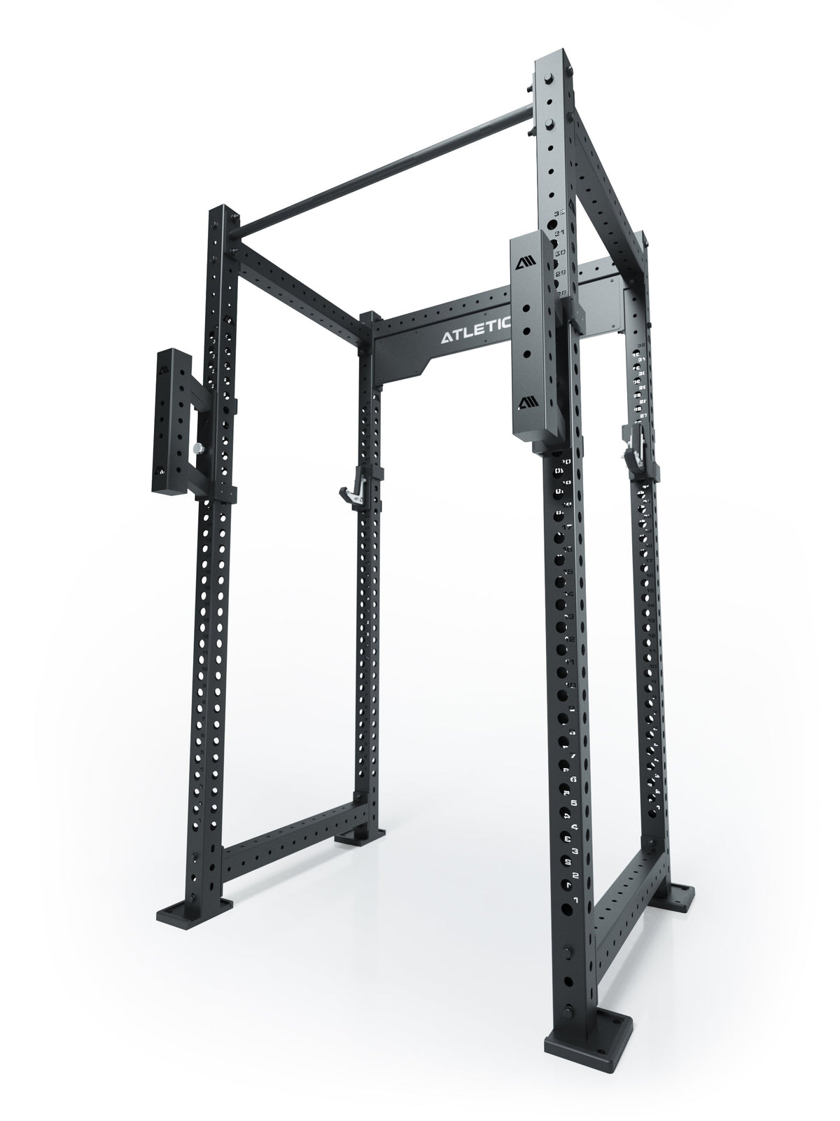Atletica Multifunction Adapter with Hole 16 mm and Pin 25 mm on the R8 Base Power Rack with Pull-Up Bar, J-Hooks