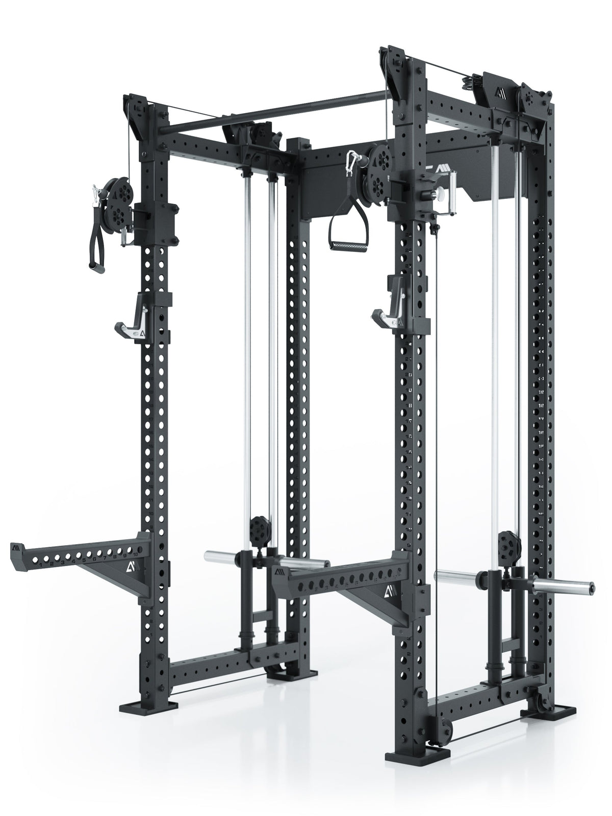R8 Bradley Power Rack Medium Plate Loaded with Pull-Up Bar, cable pulley and side plate holders