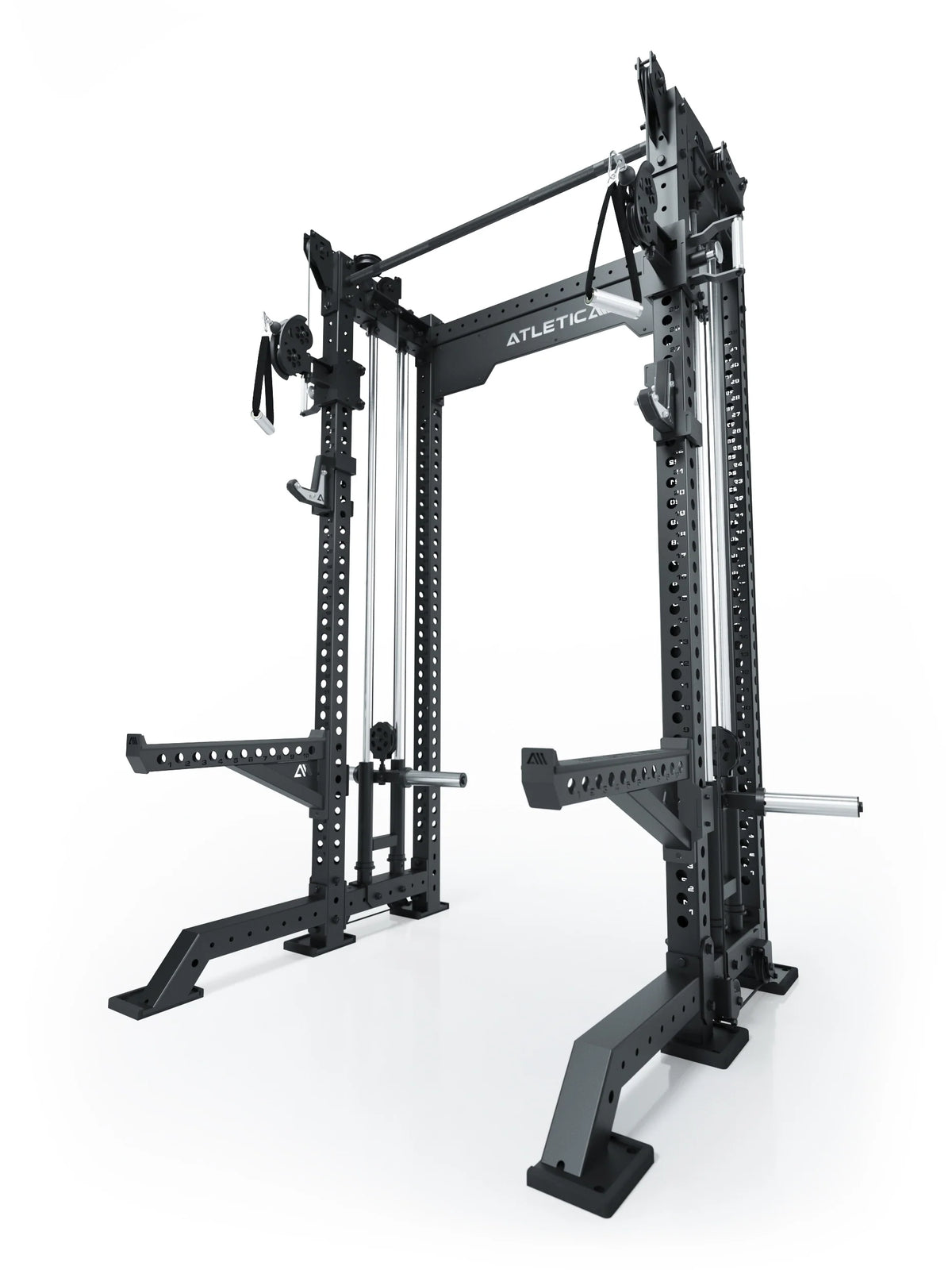 R8 Bradley Power Rack Short Plate Loaded with Pull-Up Bar, Cable Pulley and Plate Holders