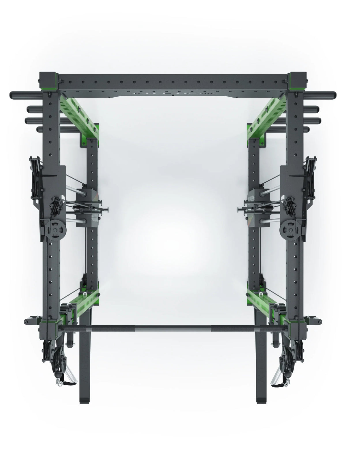 R8 Bradley Power Rack - Power Cage with weight plate holders, cable pulley, pull-up bar