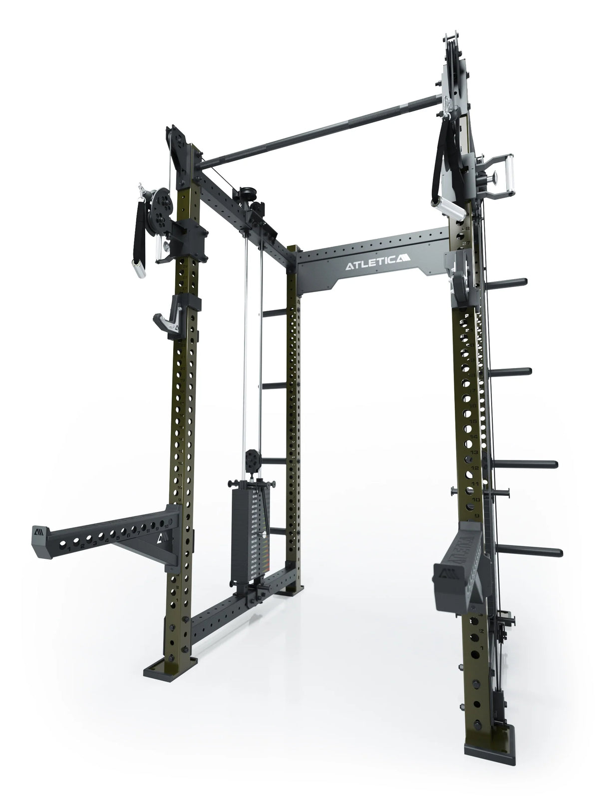 R8 Bradley Power Rack with Pull-Up Bar, Cable Pulley, Weight Stack, weight plate holders