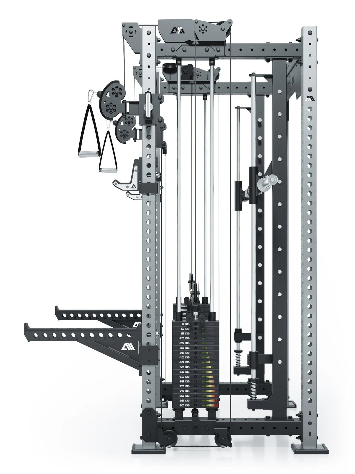R8 Bradley Combat Medium Stainless Steel - Power Rack with 2x210 lb weight stacks, Safety Spotter Arms and Smith Machine