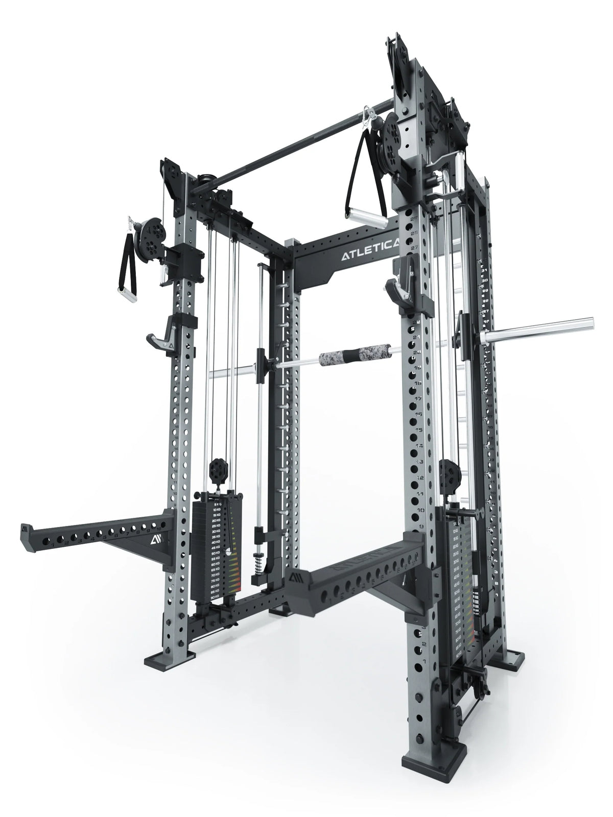 R8 Bradley Combat Medium made of Stainless Steel - Power Rack with dual cable pulley and 2x210 lb weight stacks