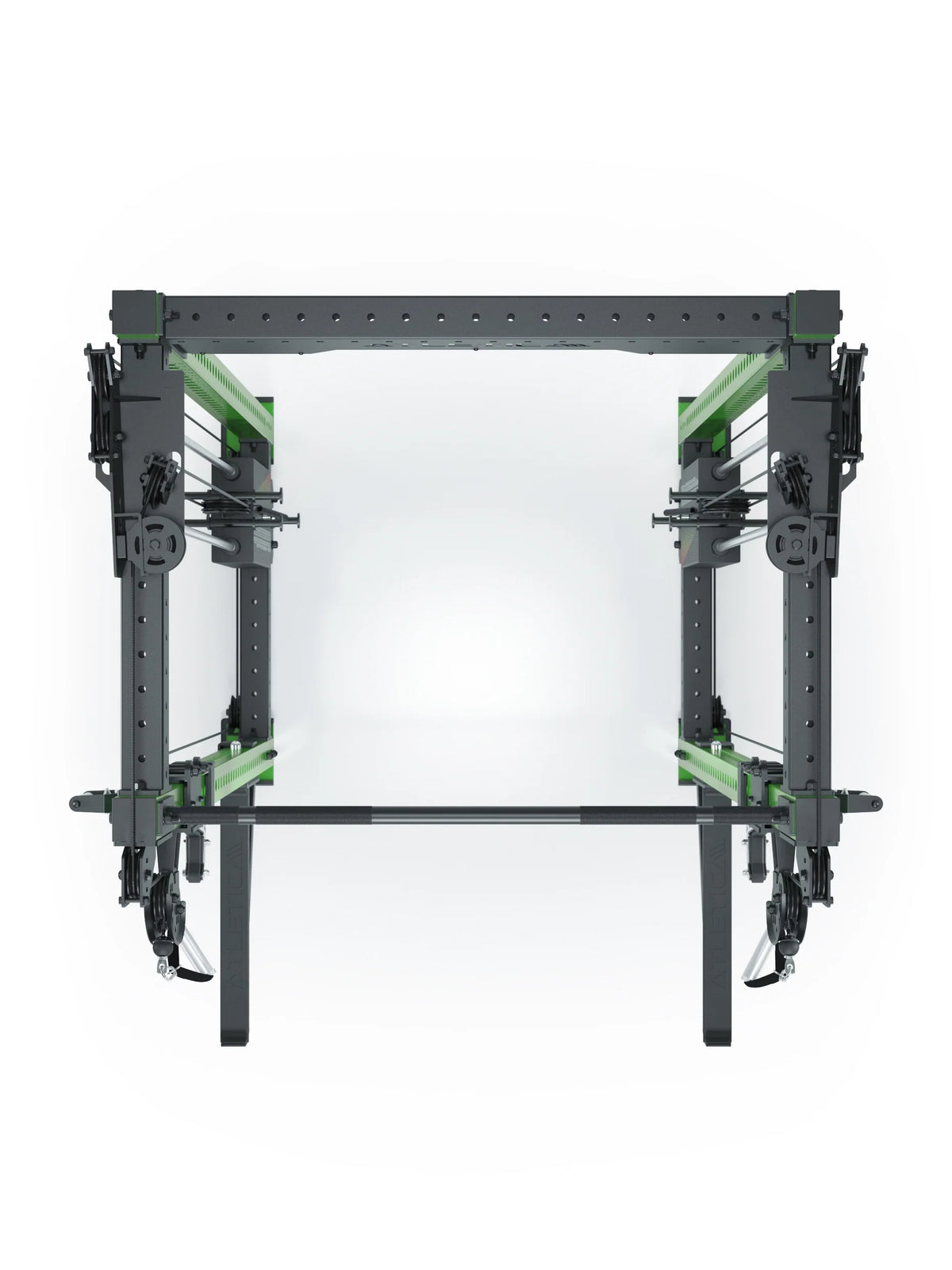 R8 Bradley Power Rack - Black Power Cage with Green Accents, Weight Plate Holder, Cable Pull