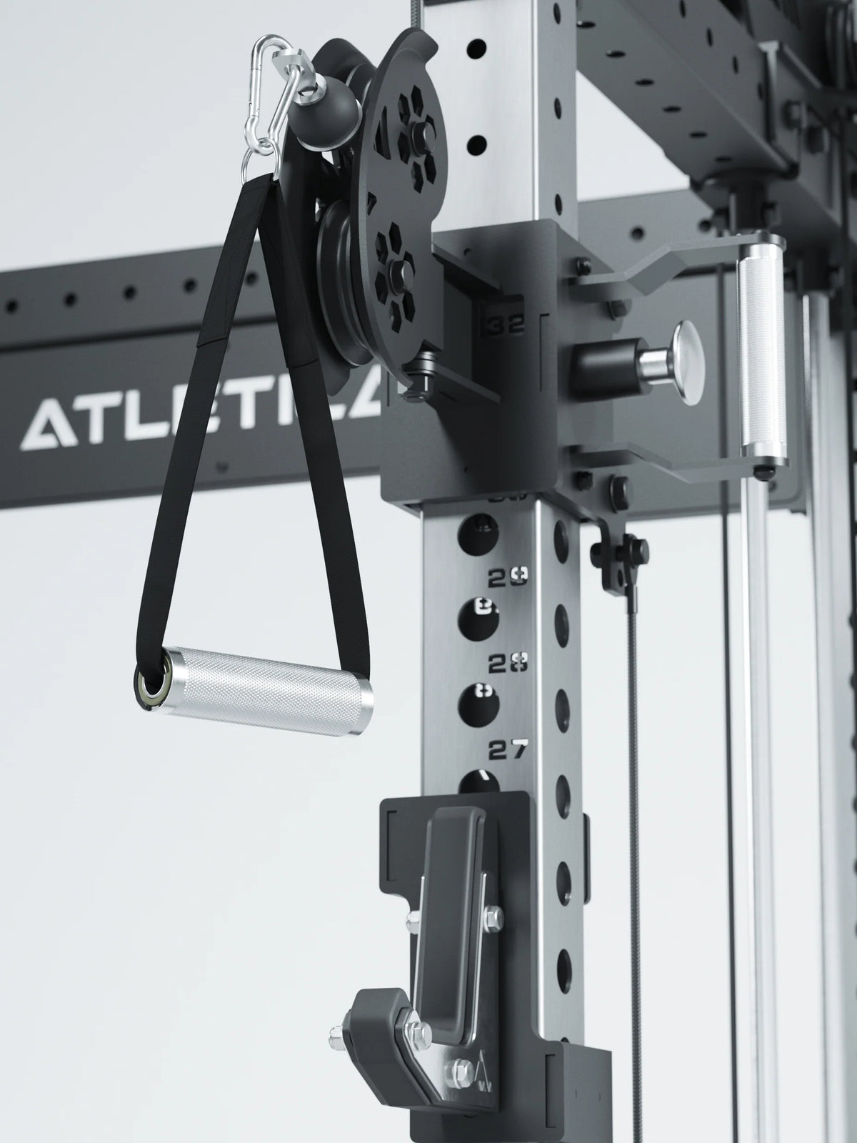 R8 Bradley Medium Power Rack with pulley, handle, carabiner, for strength training