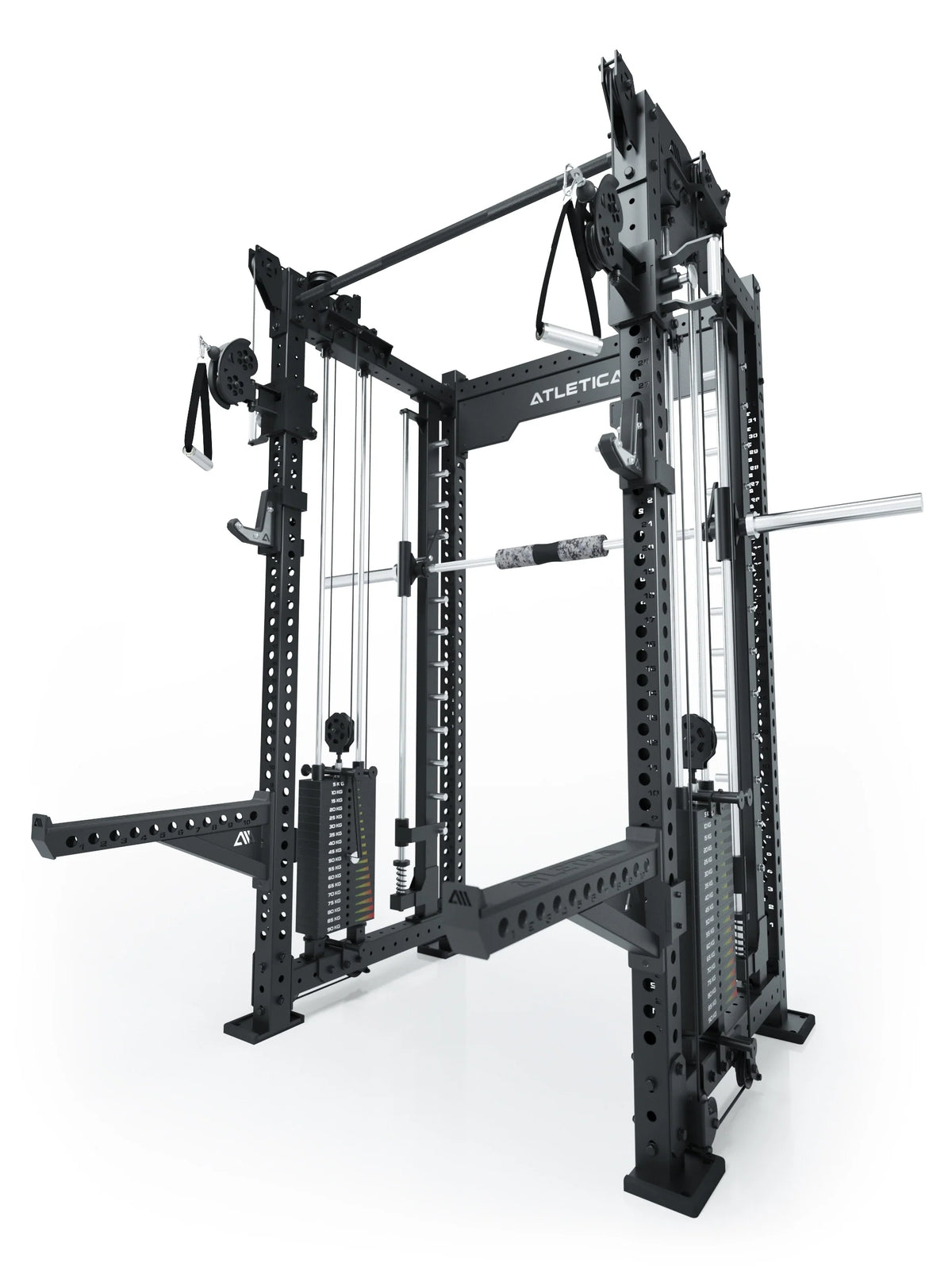 R8 Bradley Combat Medium Black - Power Rack with two weight stacks, Cable Pulley, Pull-Up Bar