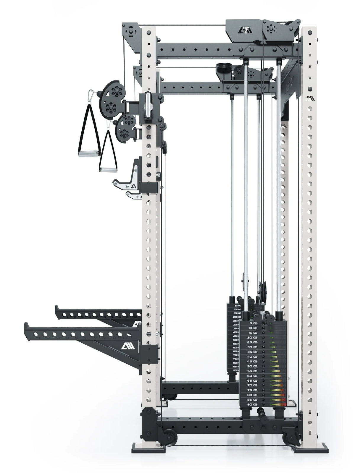 R8 Bradley Power Rack - Power Cage with Weight Stack, Cable Pulley, Two Handles, Weight Plate Mounts