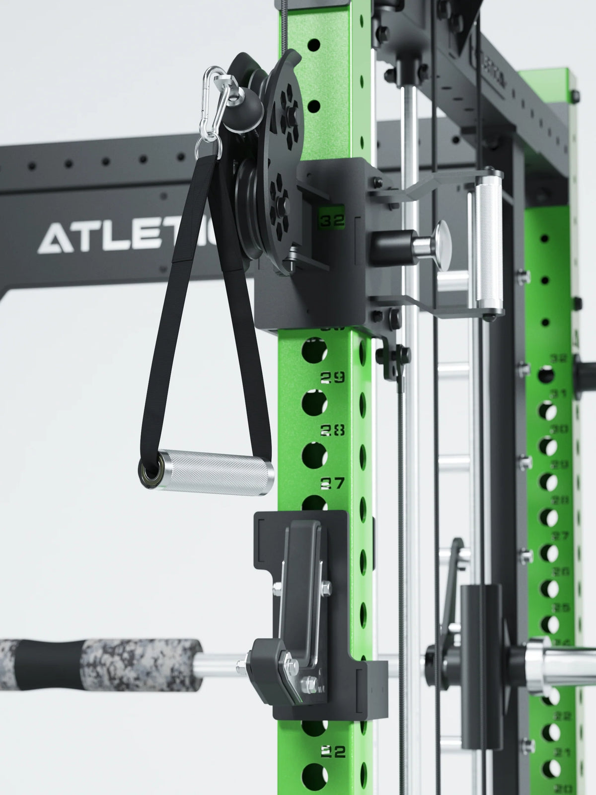 R8 Bradley Combat Long Power Rack with cable pull, weight plate holder and handle, modular