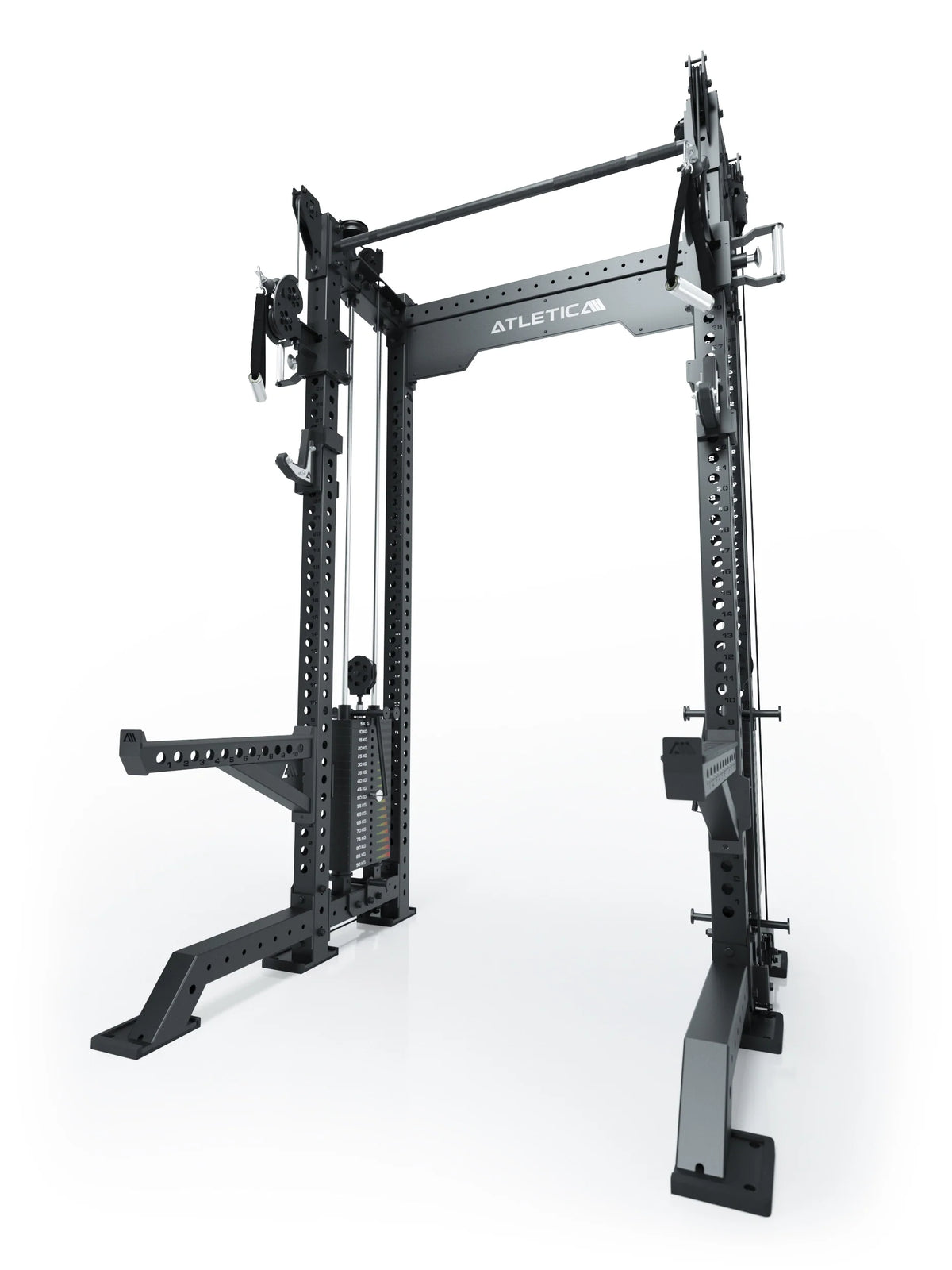 R8 Bradley Power Rack - black Power Cage with weight stack, Pull-Up Bar, Cable Pulley