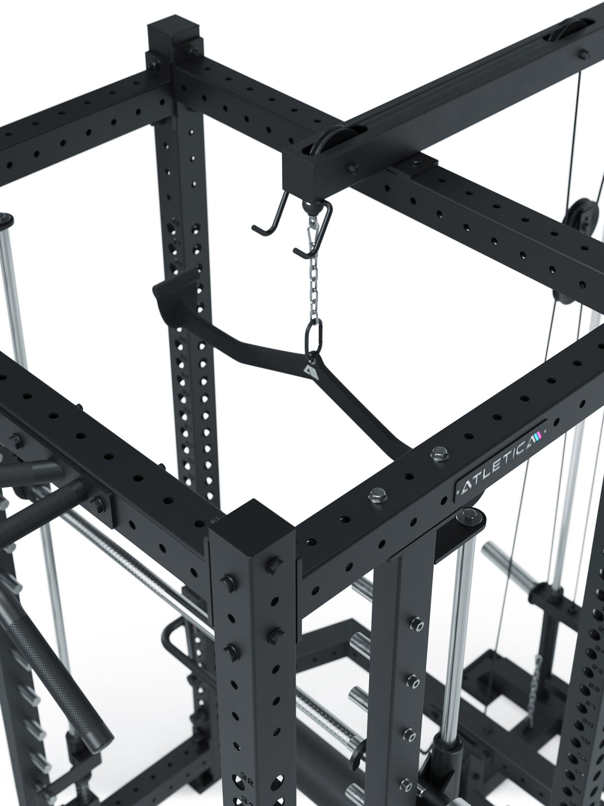 R8 Commander Power Rack with pull-up bar, cable pulley, weight plate holder