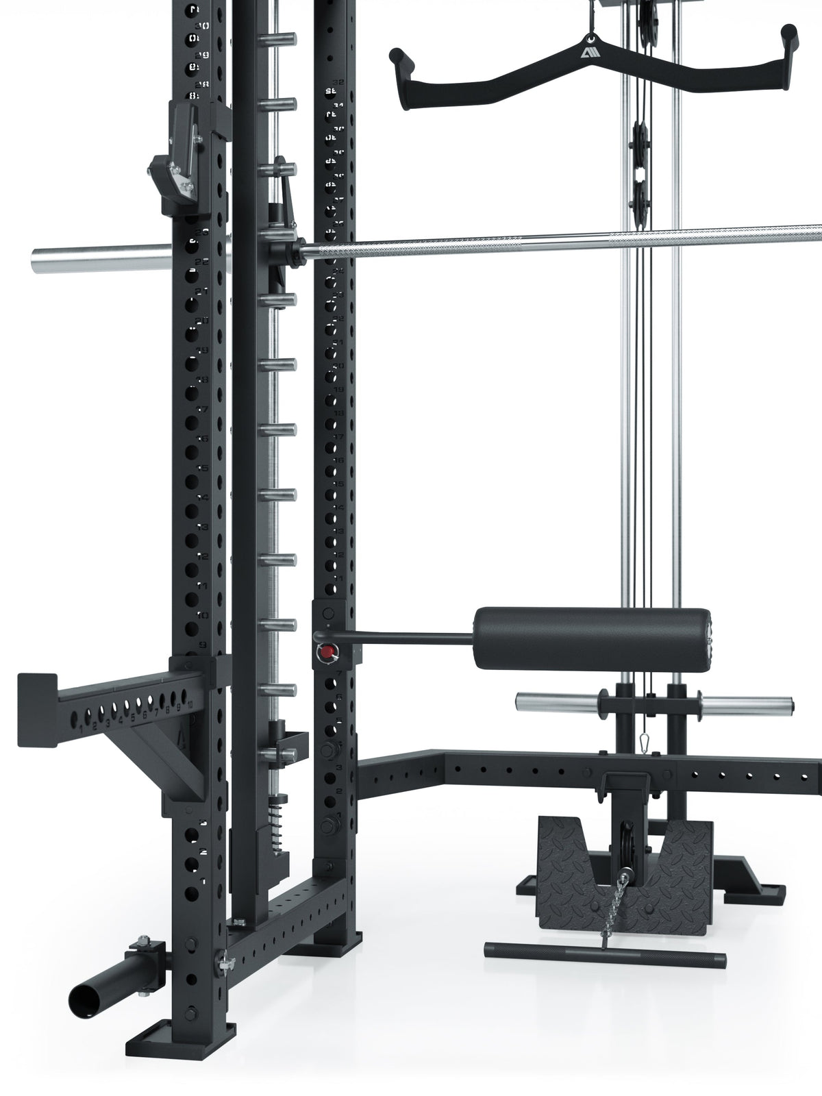 R8 Commander Power Rack with lat pulldown for rowing