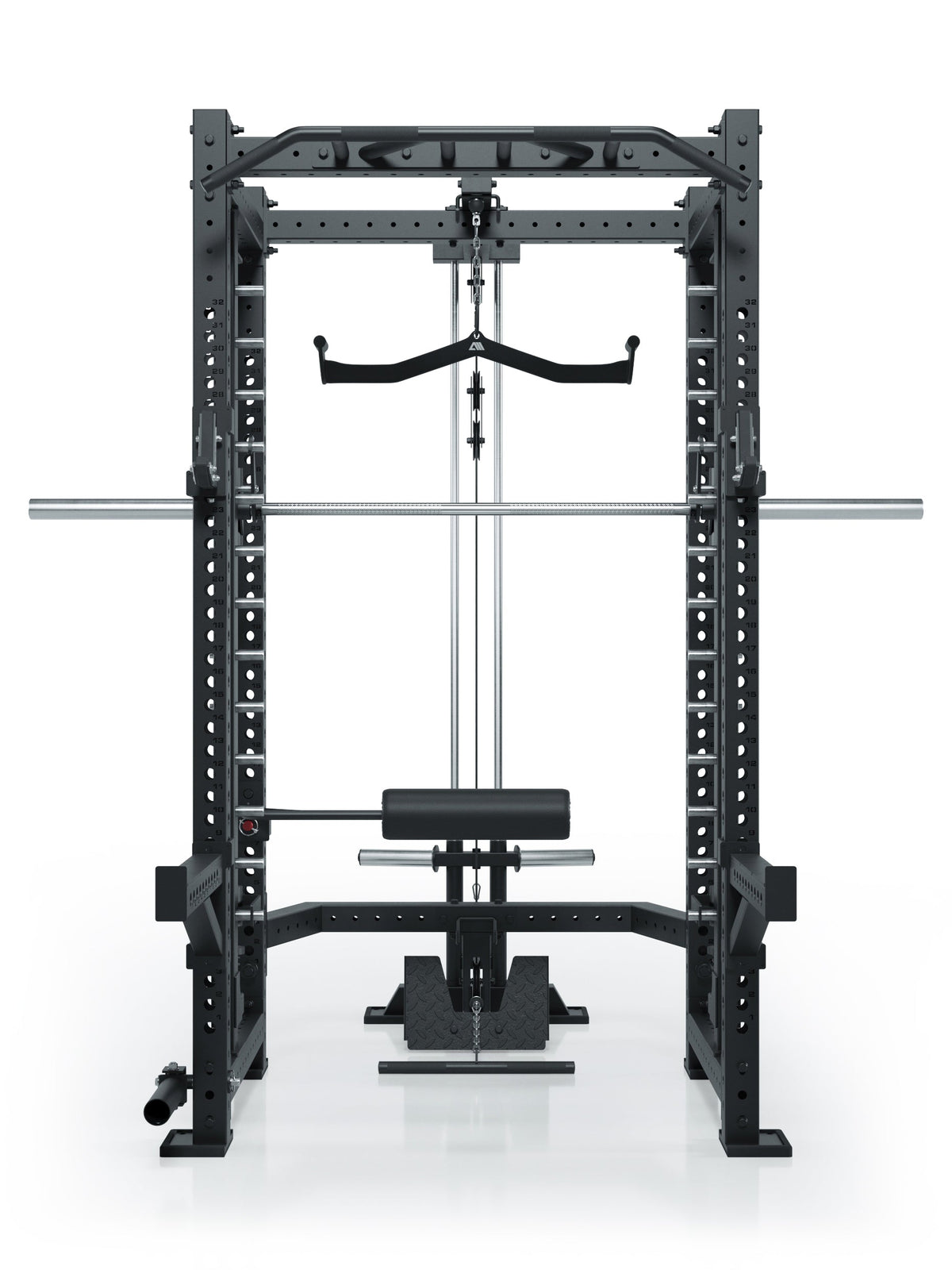 R8 Commander Power Rack with Lat Pulldown, Barbell, 275 lb weight stack