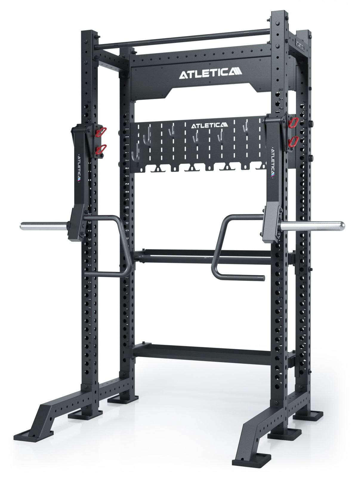 R8 Jammer Arms - Black Power Rack with Jammer Arms, Hook Strip