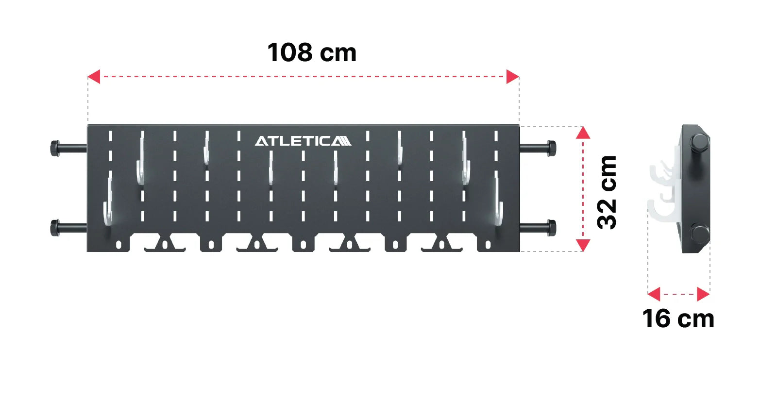 R8 Plate Storage System von Atletica: Dimensionen