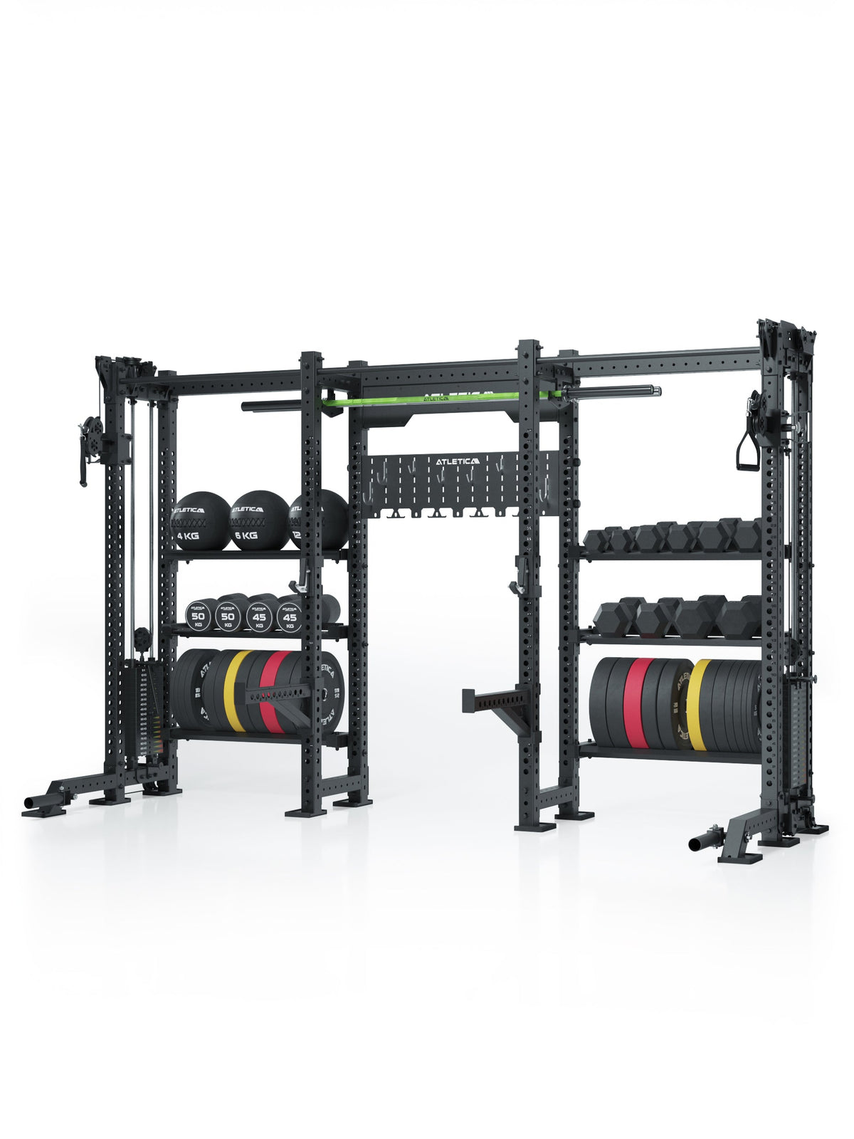 Atletica R8 Vulture Power Rack - with dual Cable Pulley with weight stack and storage for weight plates, medicine balls, dumbbells
