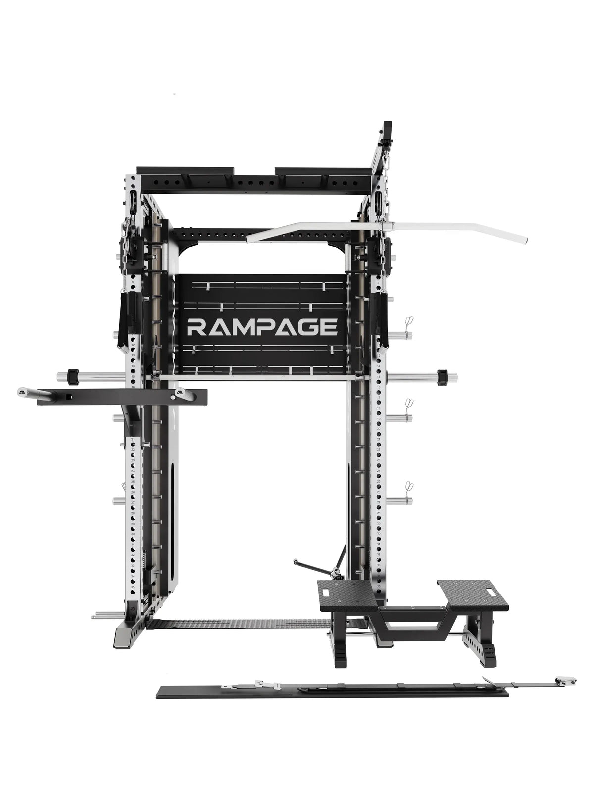 Rampage Premium Home Gym with cable pulley, pull-up bar, foot plate and Dip Station