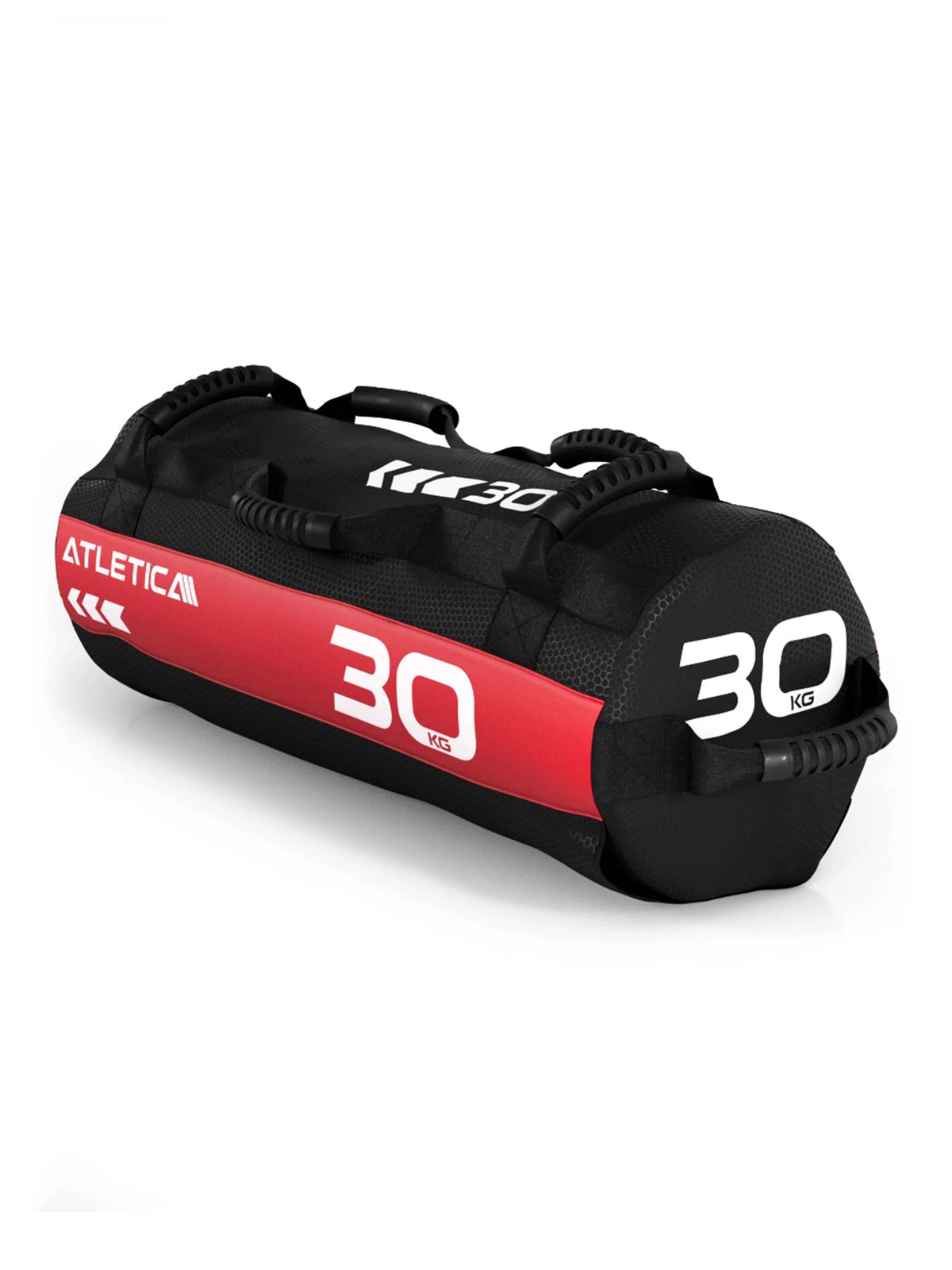 Sandbag 30 kg Powerbag with black body, red accents and carrying handles