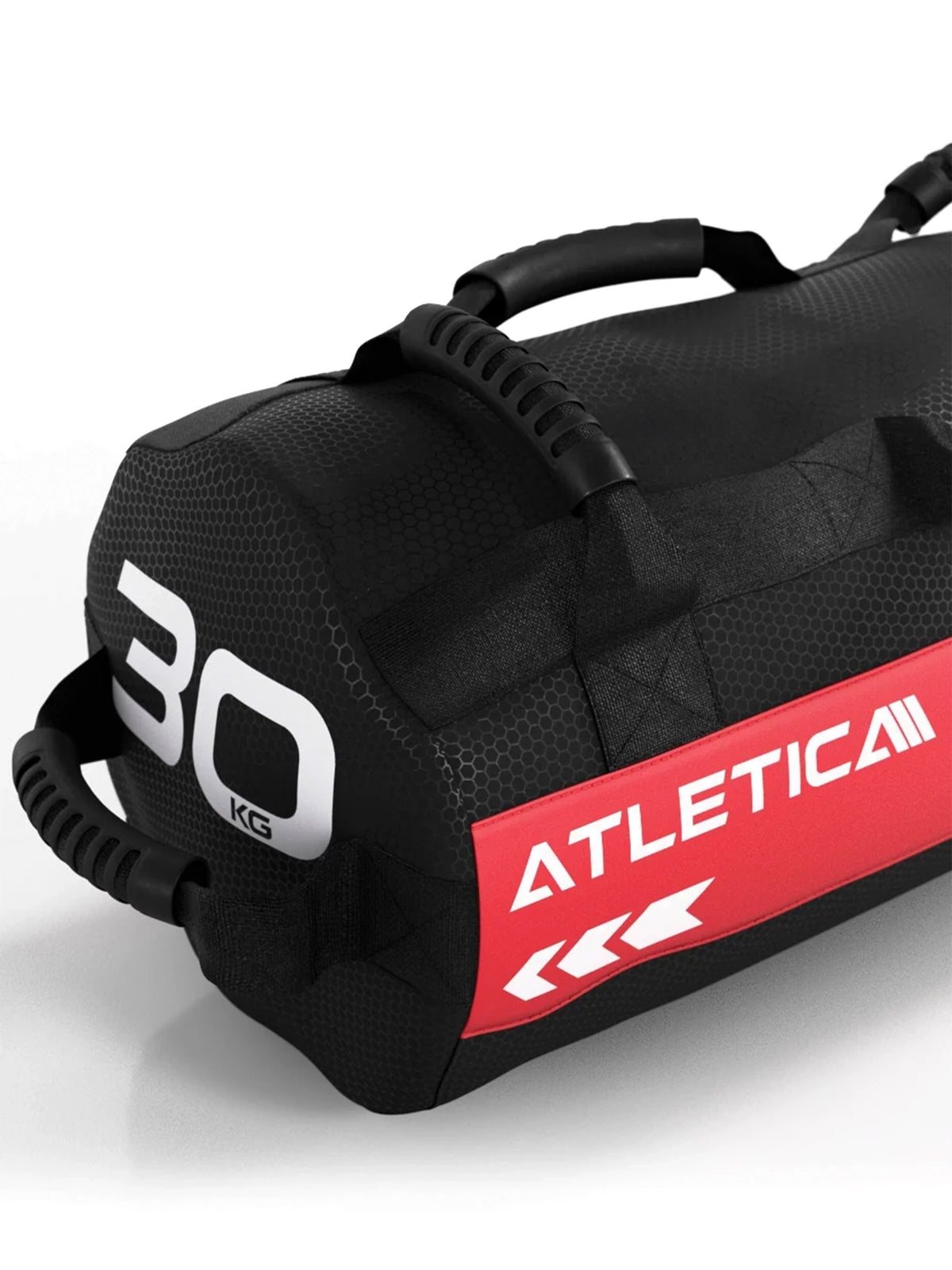 Sandbag 30 kg with red Details, Weight Display and several Grip Positions