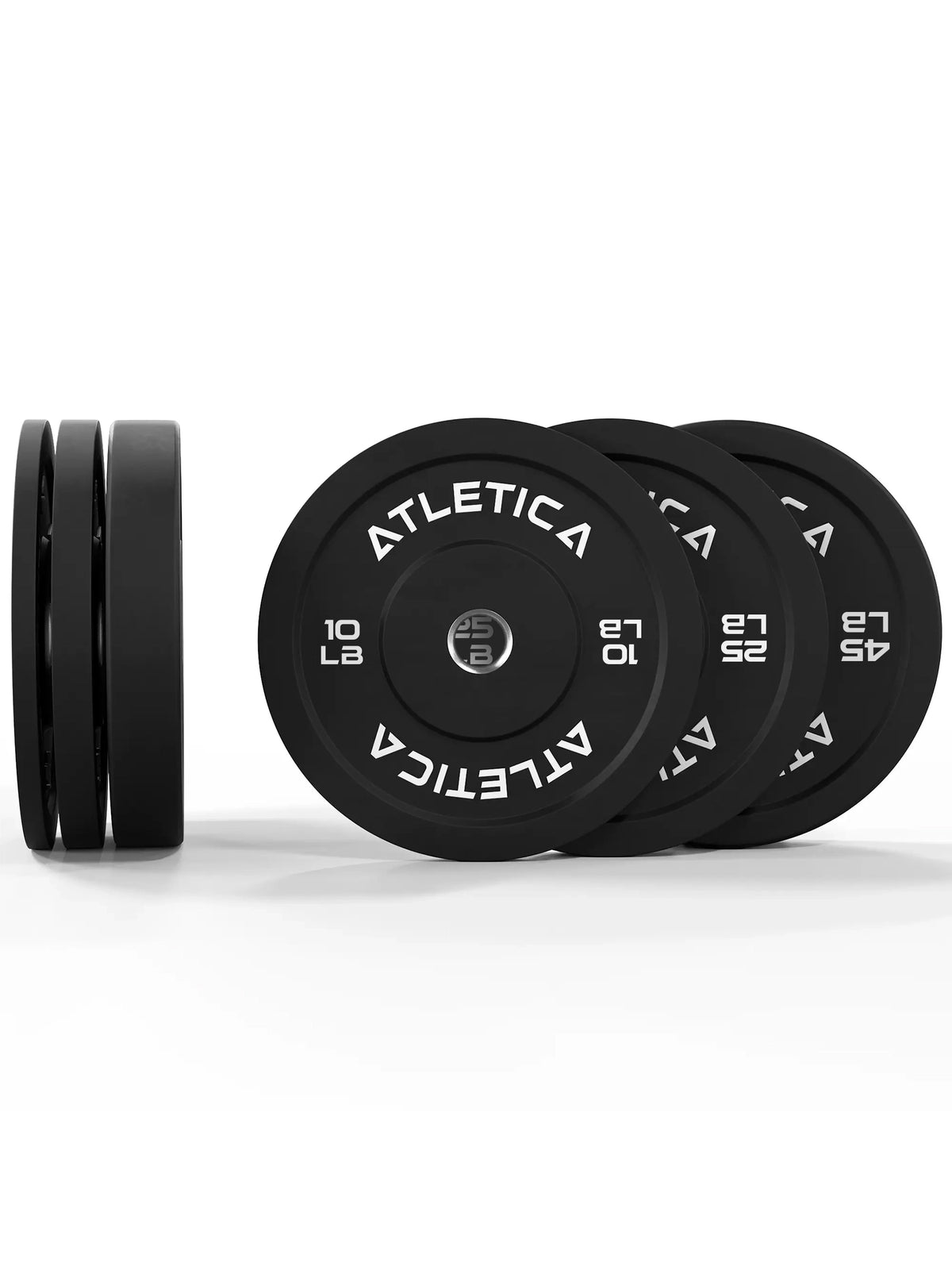 Bumper Plates 160 lb Set consisting of: 2 x 10 lb, 2x 25 lb, 2x 45 lb – for snatch, clean & jerk and heavy compound exercises