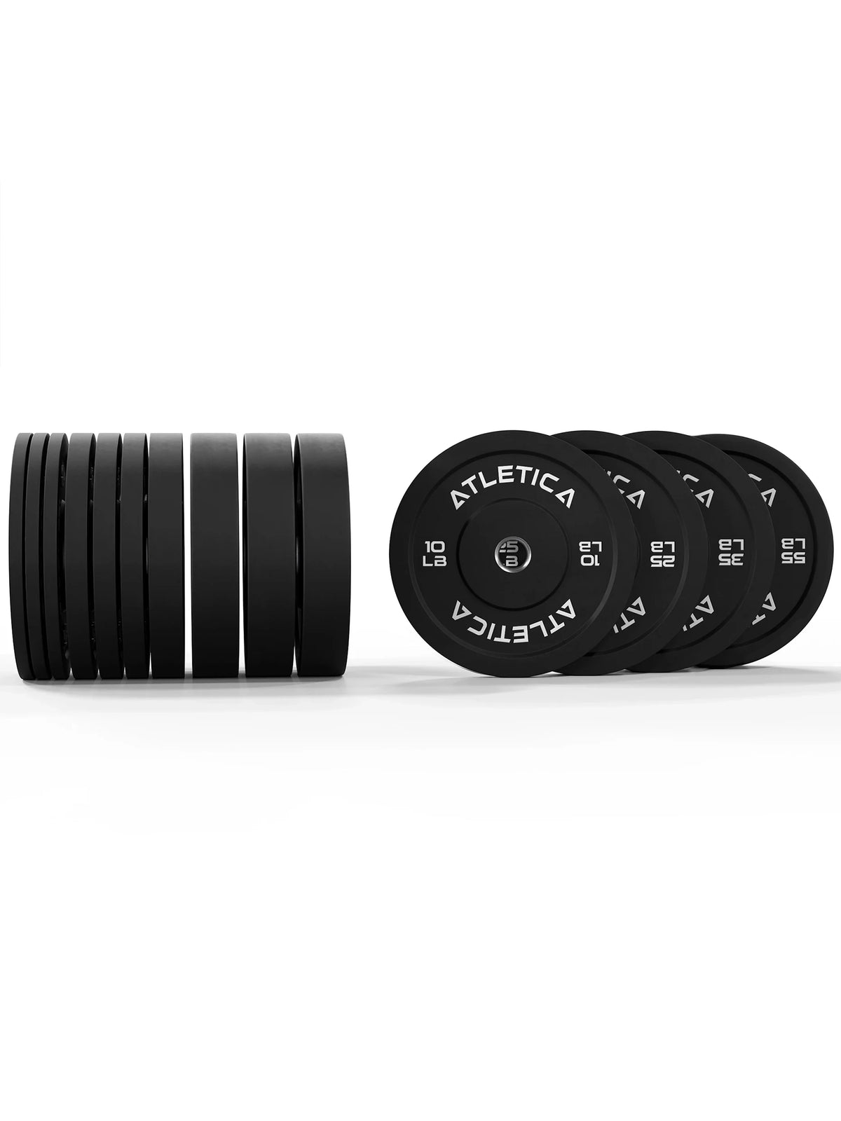 Bumper Plates 430 lb Set Weight Plates by Atletica, in black
