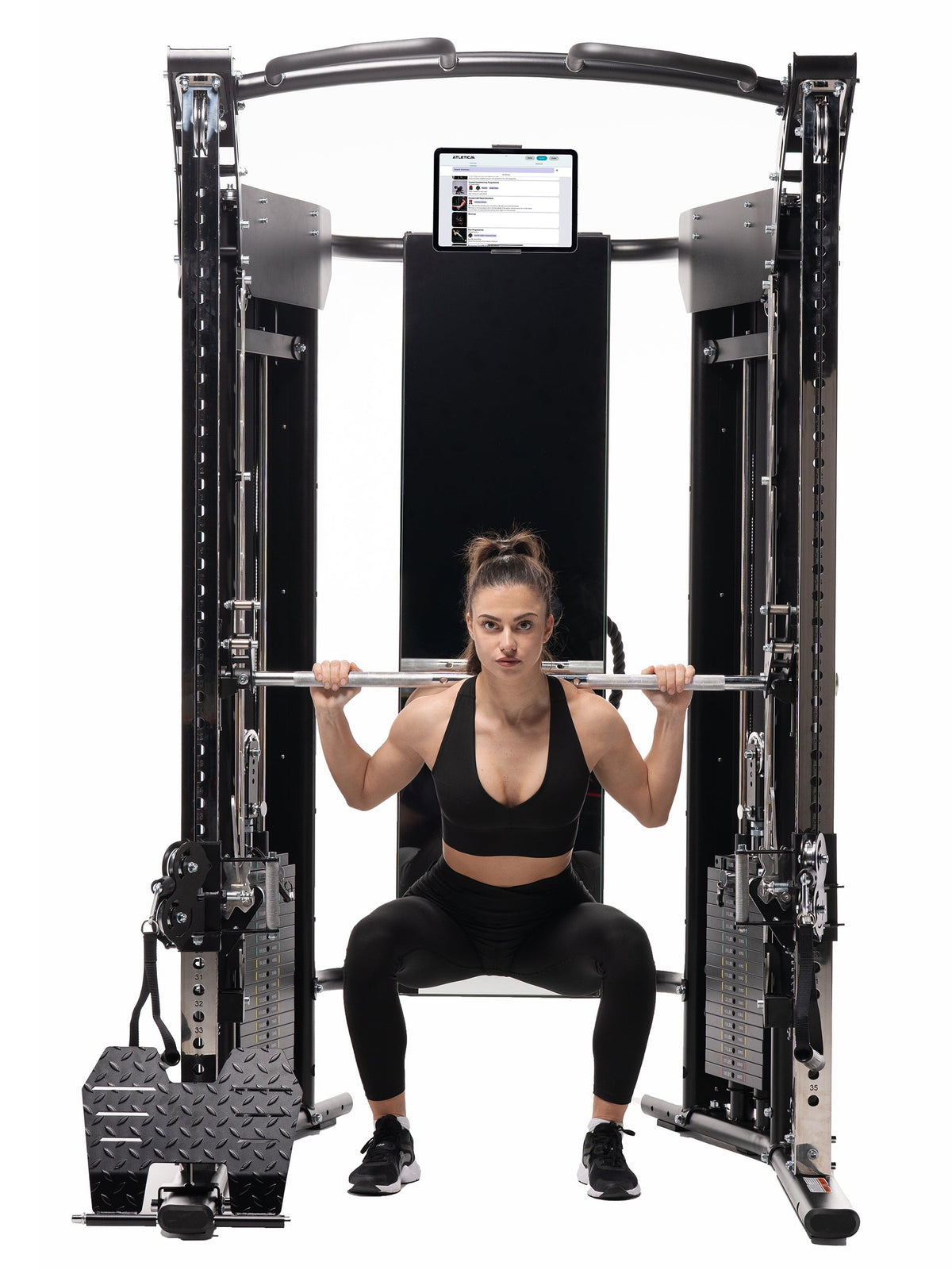 Quantum Pro Home Gym for commercial gym use by Atletica: Back Squat on the Smith Machine