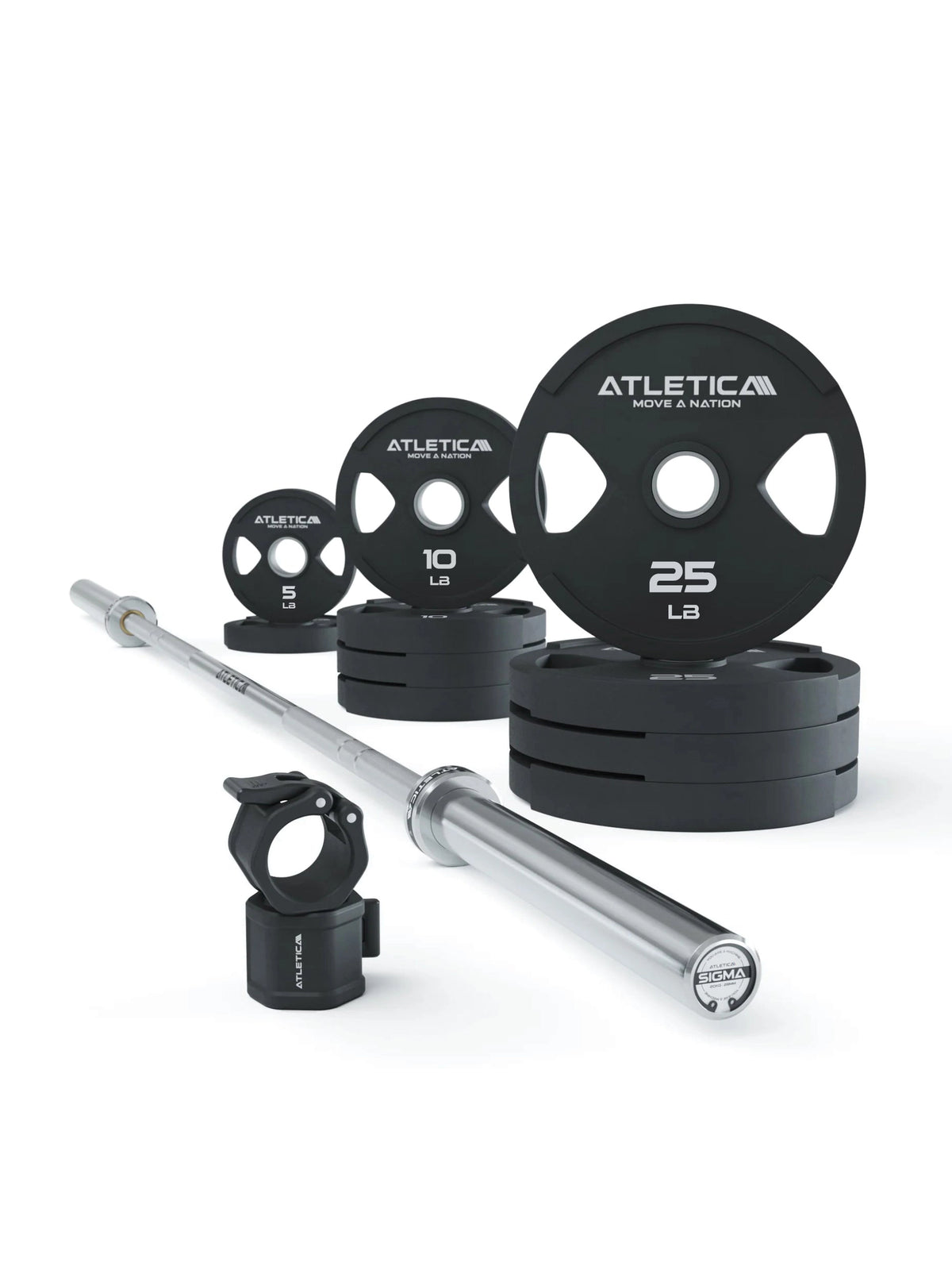 Atletica Barbell Set Sigma Starter with Barbell, Dual-Gripper Plates and Pro Collars