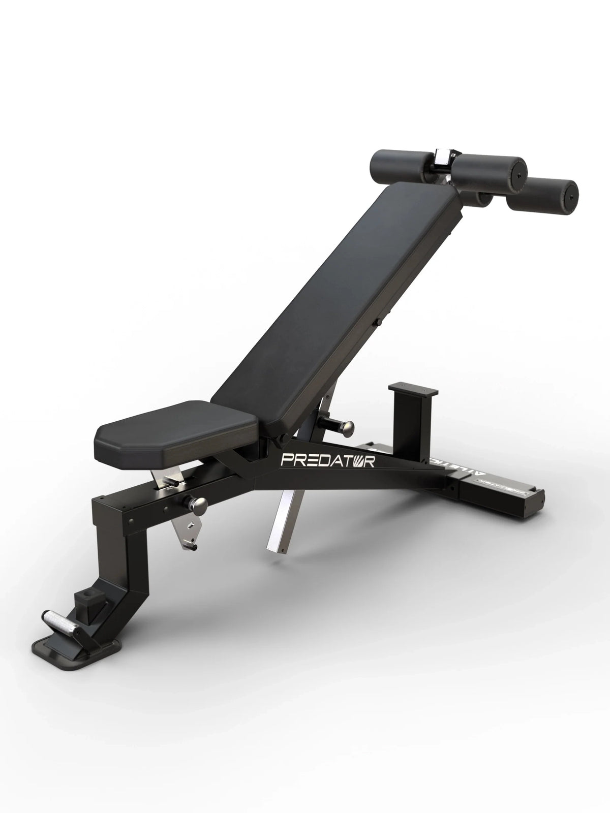 Atletica Predator modular Weight Bench - EVO Leg Blocker in incline bench position for decline press and abdominal training