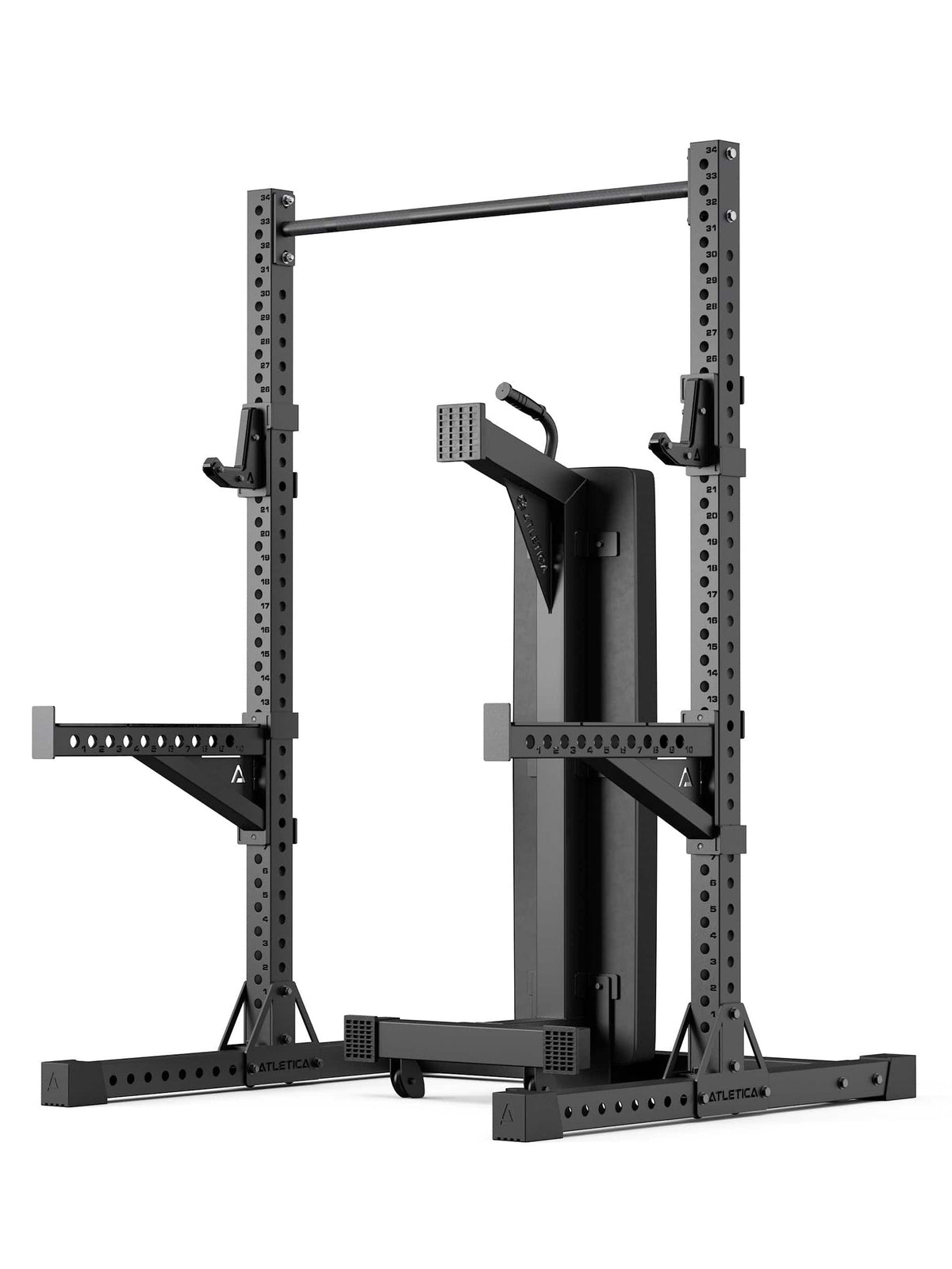 Atletica R7 Squat Rack with Core Trainer and J-Hooks – for squats, bench press and shoulder press