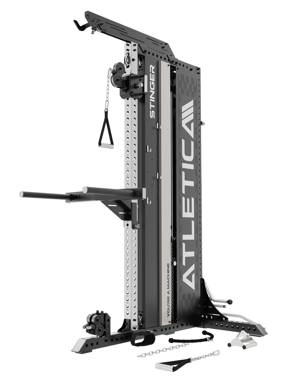 Stinger Functional Cable Tower with weight plate holder, handle and chain pull