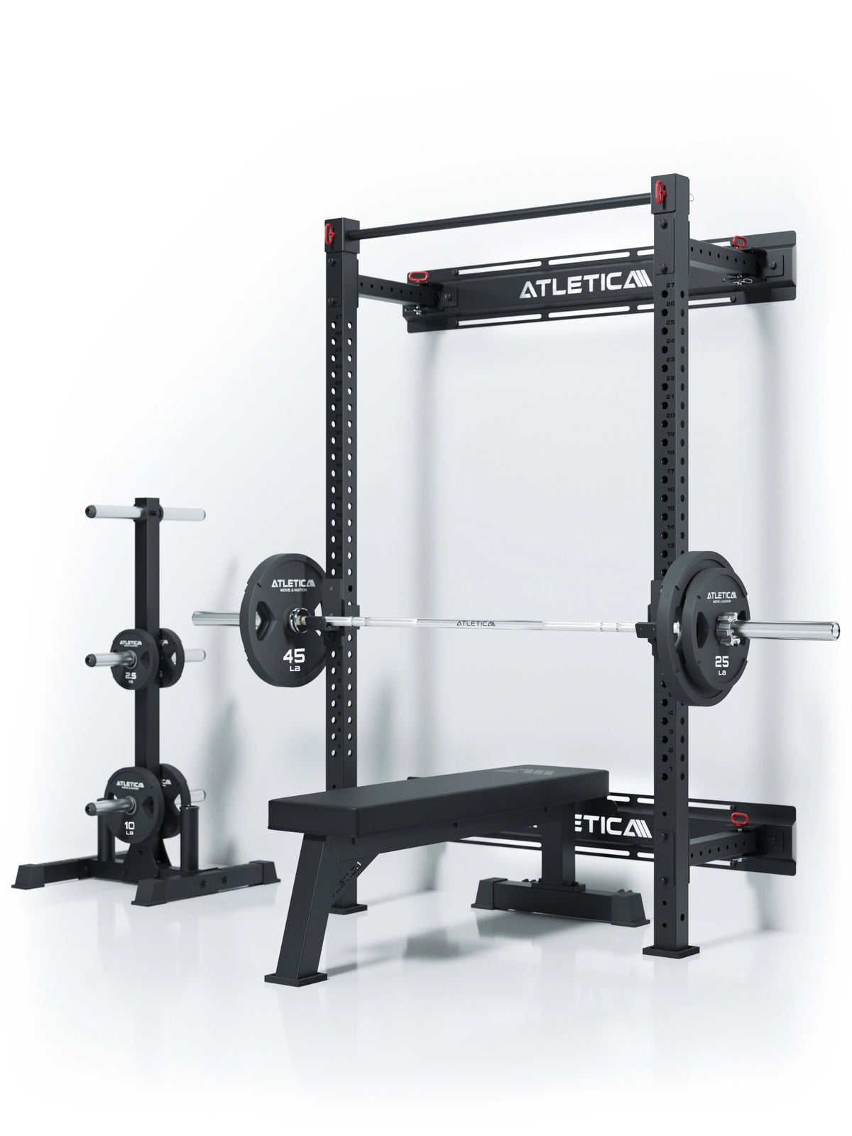 R7 Wall Rack - Power Cage with Weight Bench, Barbell, Weight Plates, Dip Station