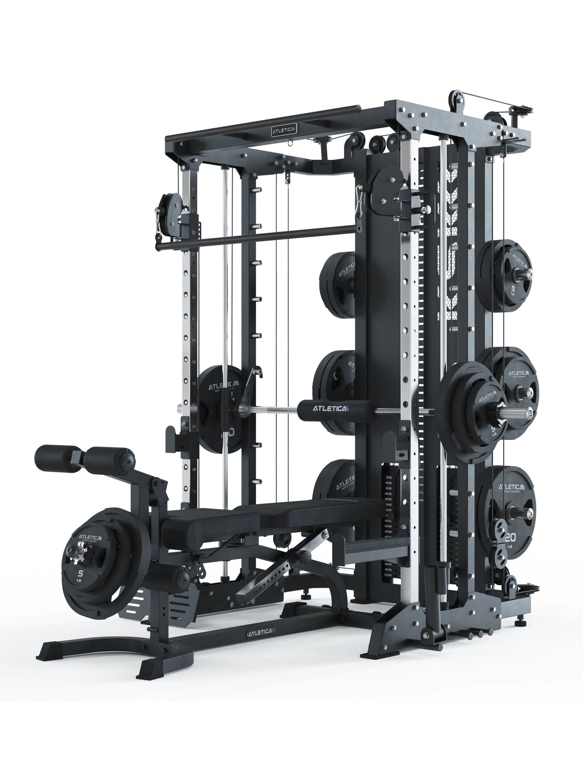 KSK Smith Machine Score Set - Home Gym with weight plates, Cable Pulley, adjustable weight bench