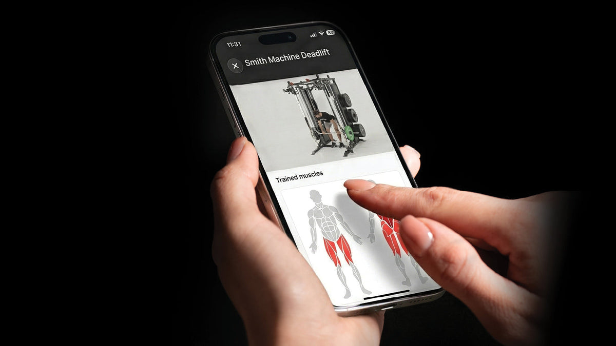 Atletica Training App on a phone display - muscle groups