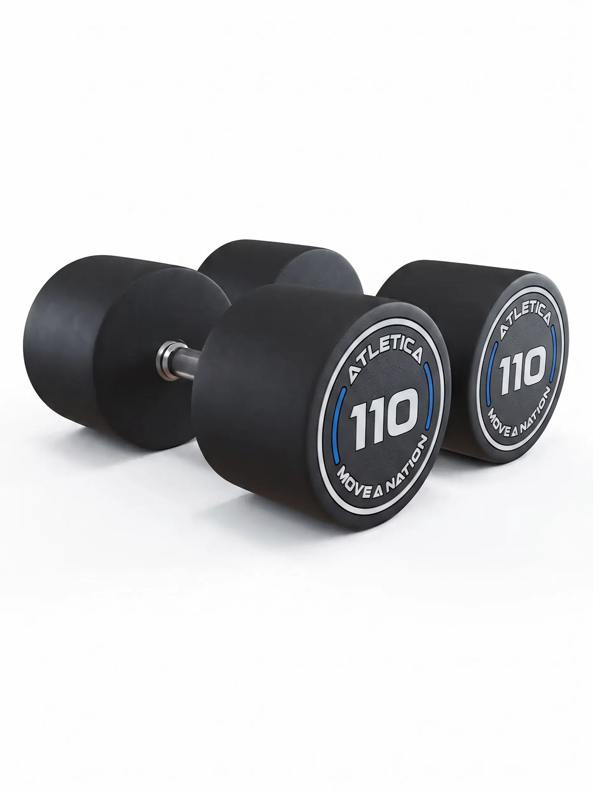 Round Dumbbells PRO In Pairs - two black dumbbells, round ends, made of Polyurethane, for dumbbell strength training