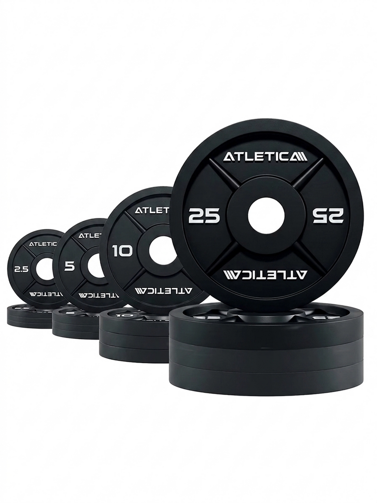 Atletica Iron Plates 170 lb Set with Black Weight Plates from 2.5 to 25 lb