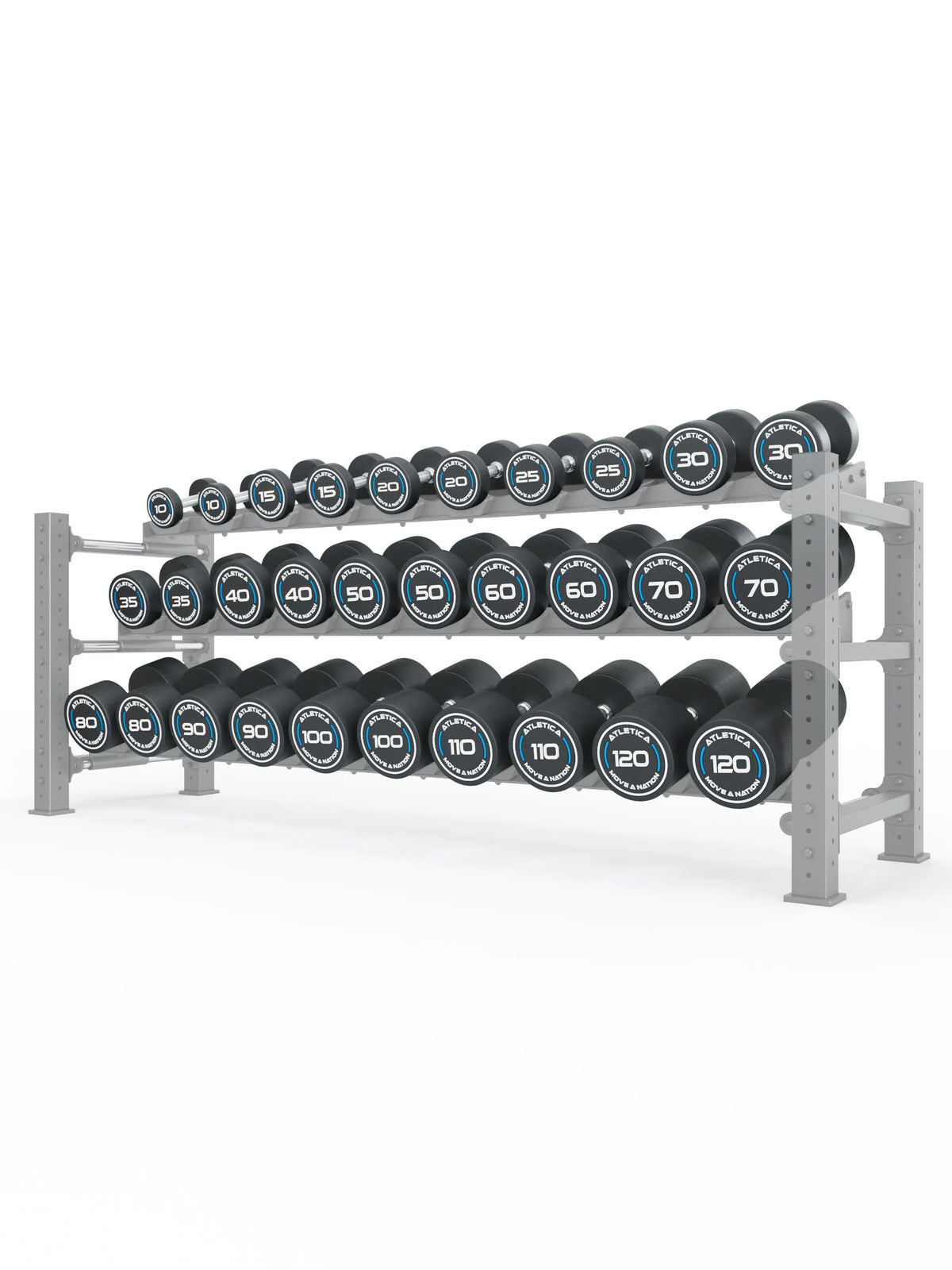 Round Dumbbells PRO Set 6 Complete on Mammoth Dumbbell Storage for 30 Pairs