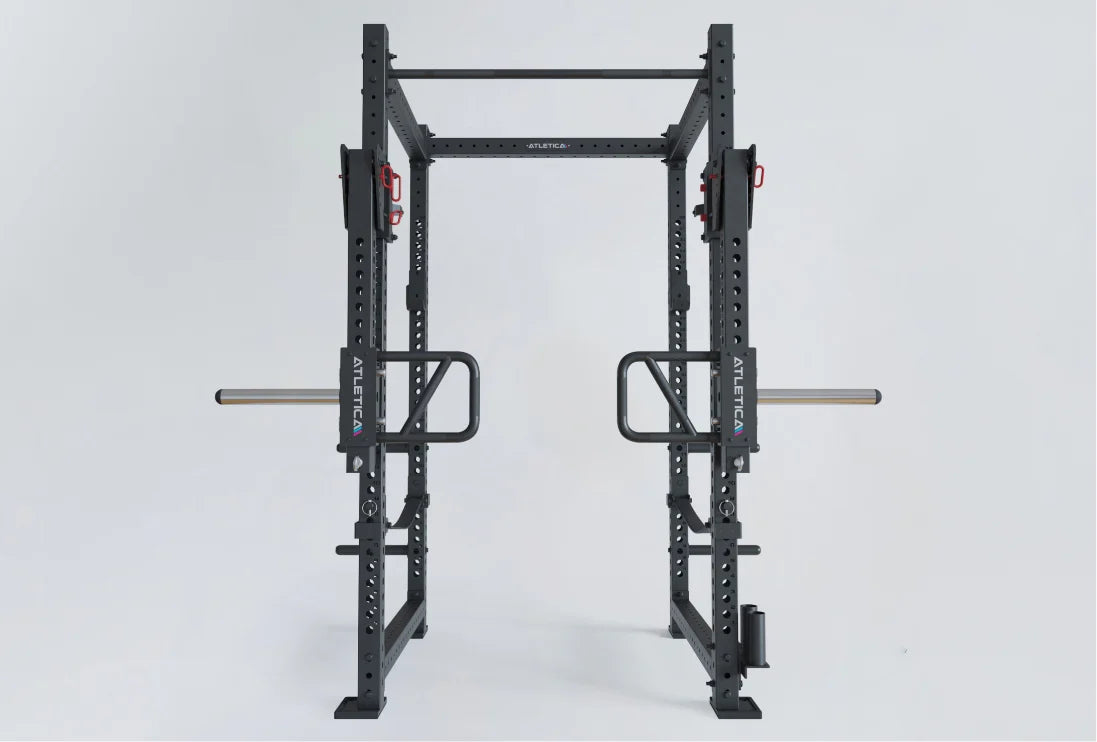 R8 Slate Power Rack mit Jammer Arms, Bar Holders, und Weight Pins