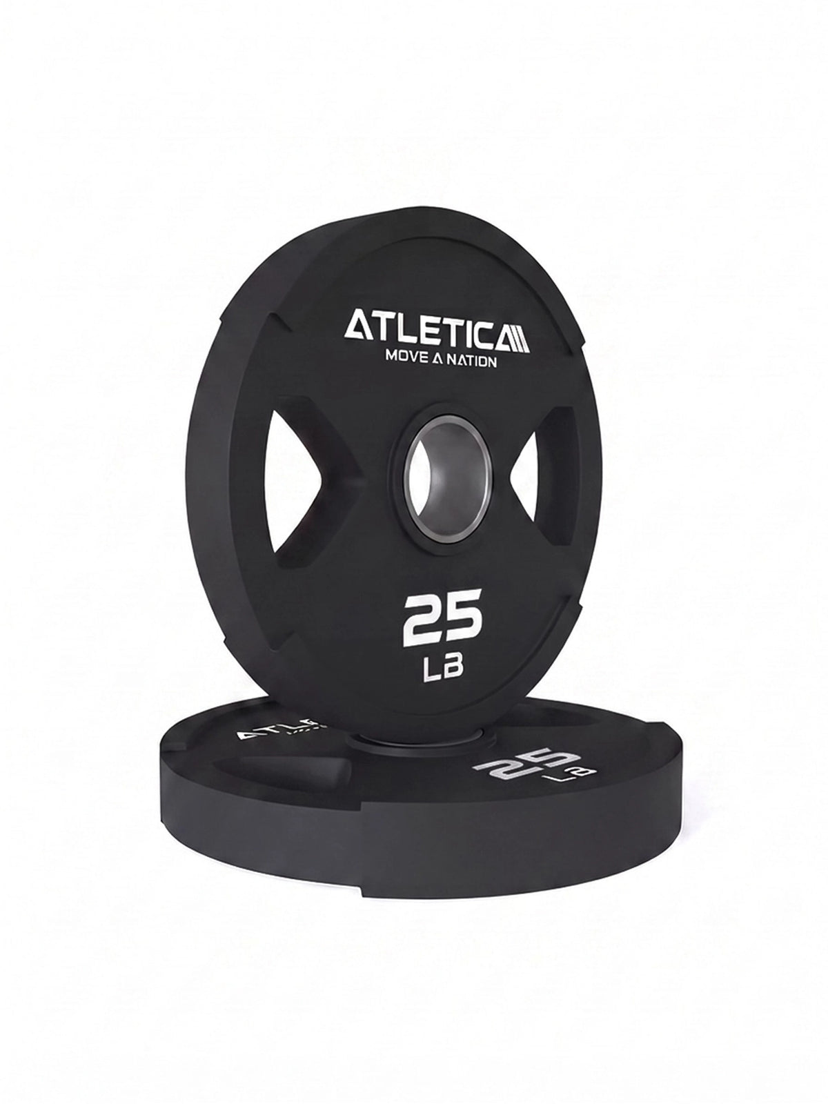 25 lb Dual-Gripper Plate with grip openings on weight plate stack