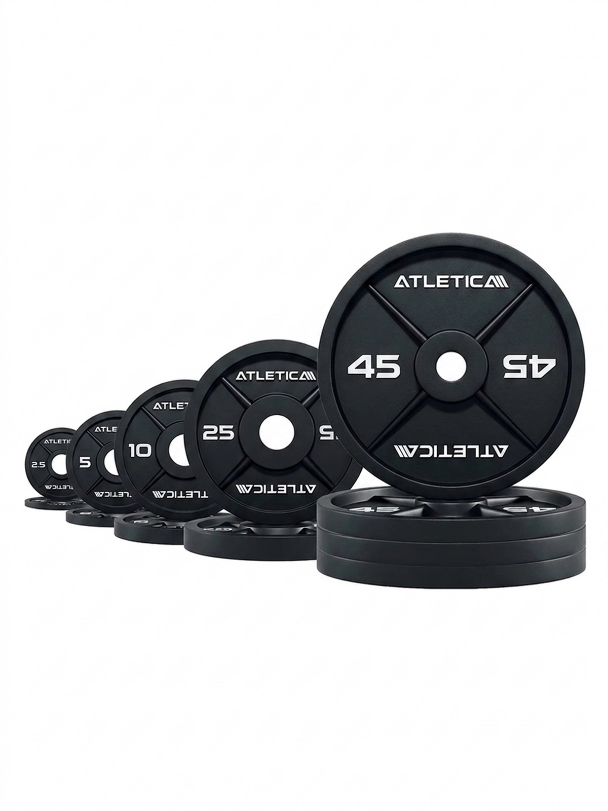 Iron Plates 265 lb Set with black weight plates in multiple weights